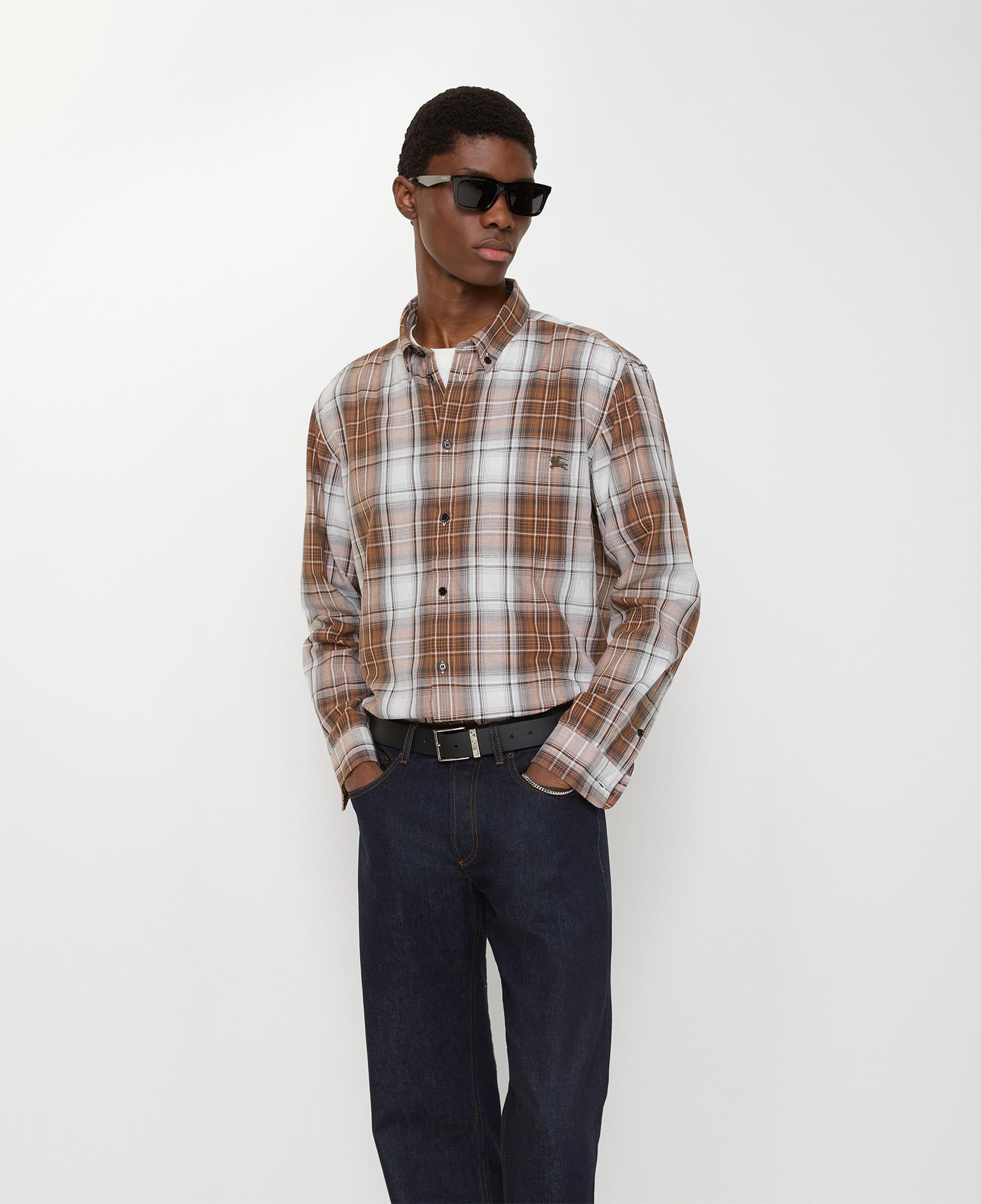 Burberry Madras Check Cotton Erkek Kahverengi Gömlek