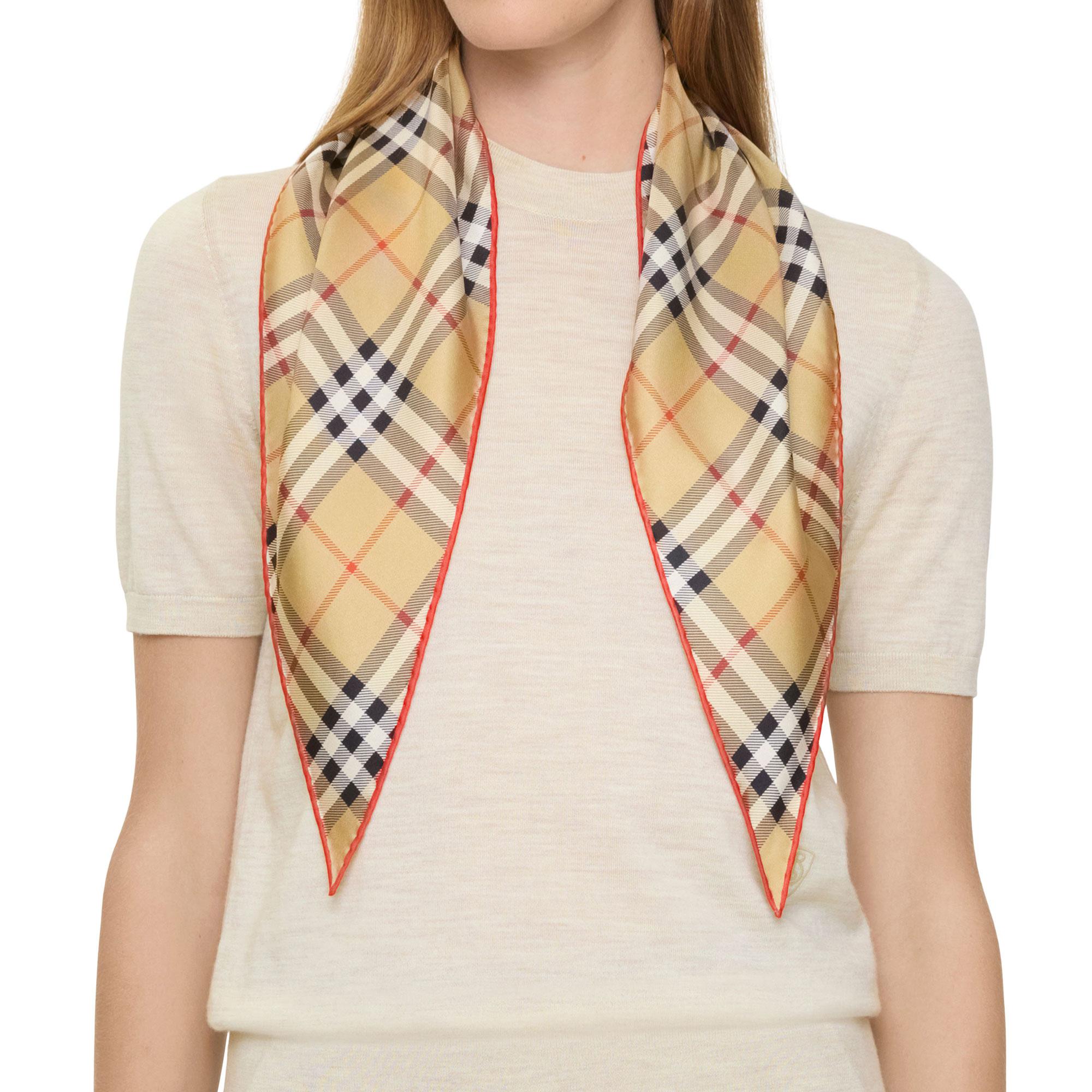 Burberry Check Silk Kadın Bej Eşarp