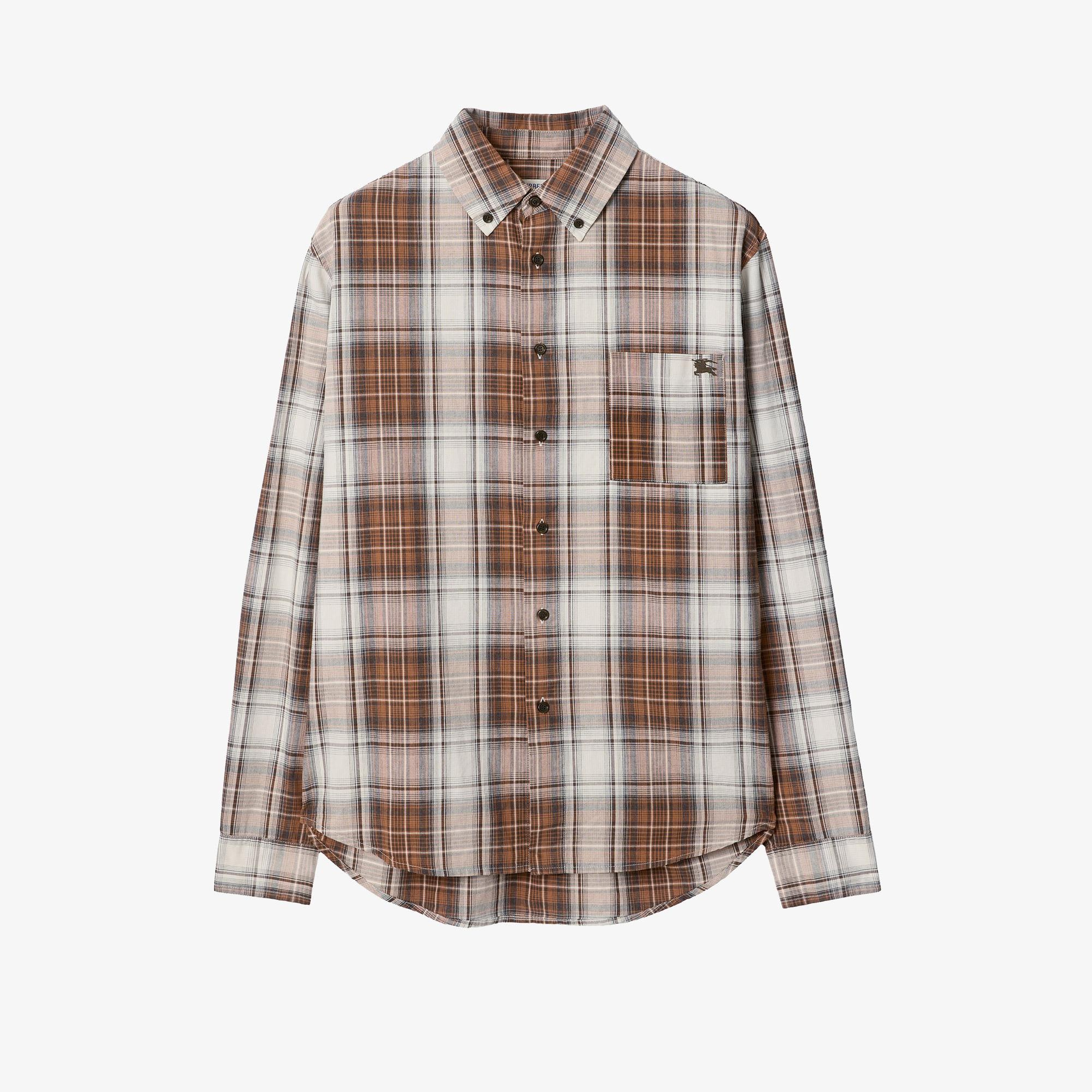 Burberry Madras Check Cotton Erkek Kahverengi Gömlek