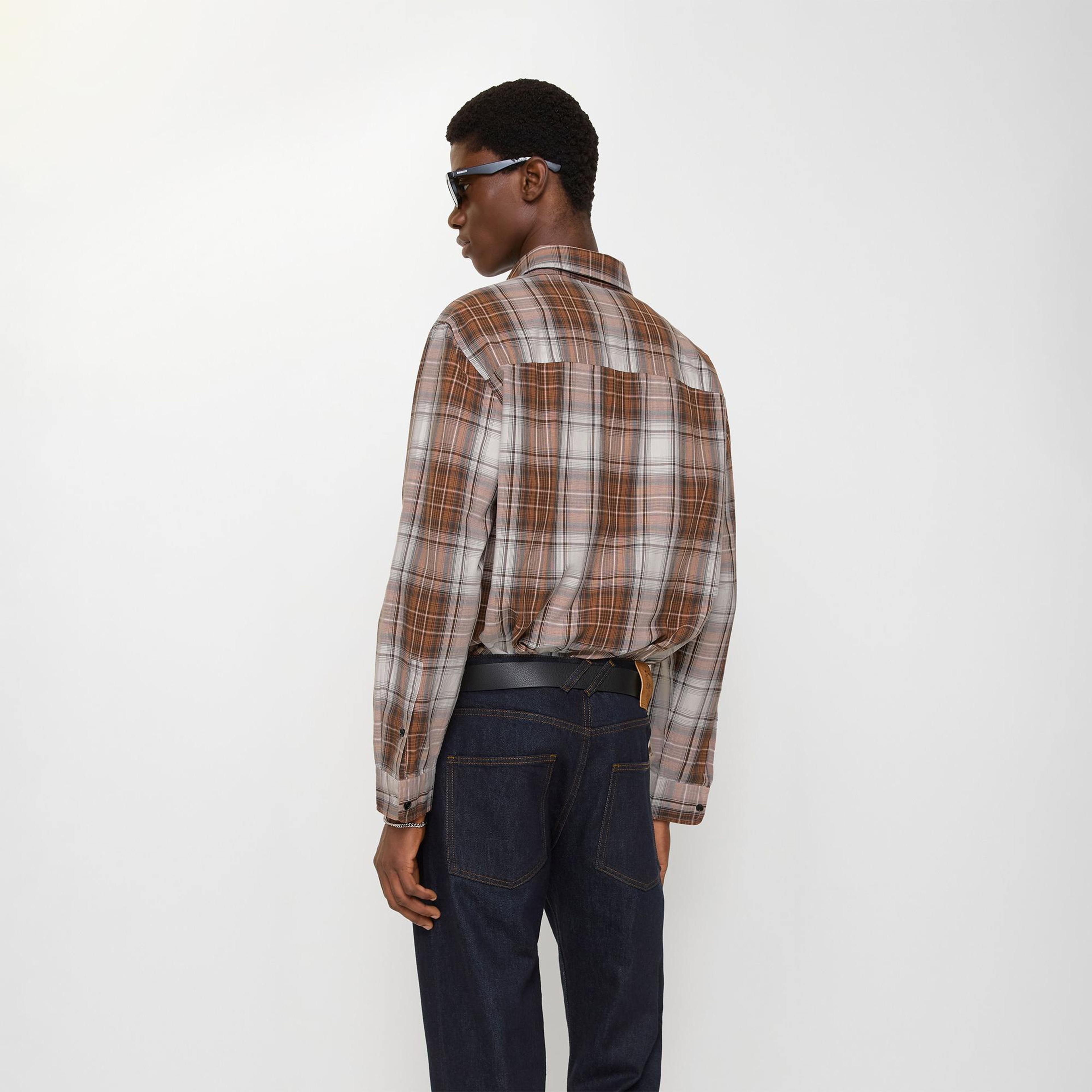 Burberry Madras Check Cotton Erkek Kahverengi Gömlek