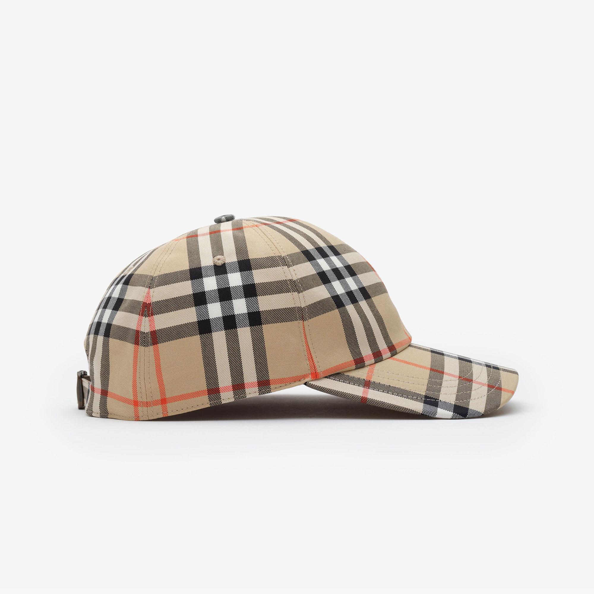 Burberry Check Cotton Baseball Erkek Bej Şapka