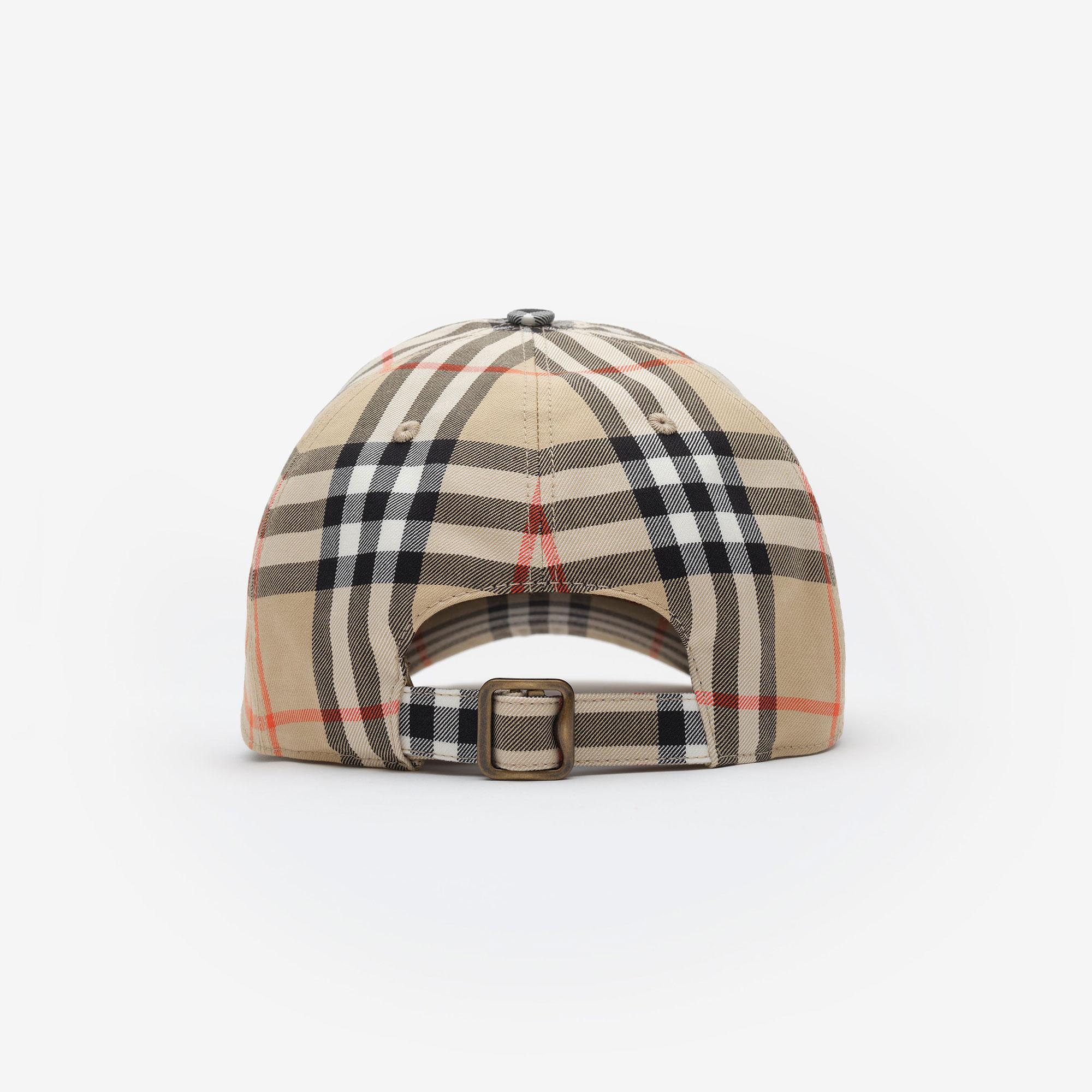 Burberry Check Cotton Baseball Erkek Bej Şapka