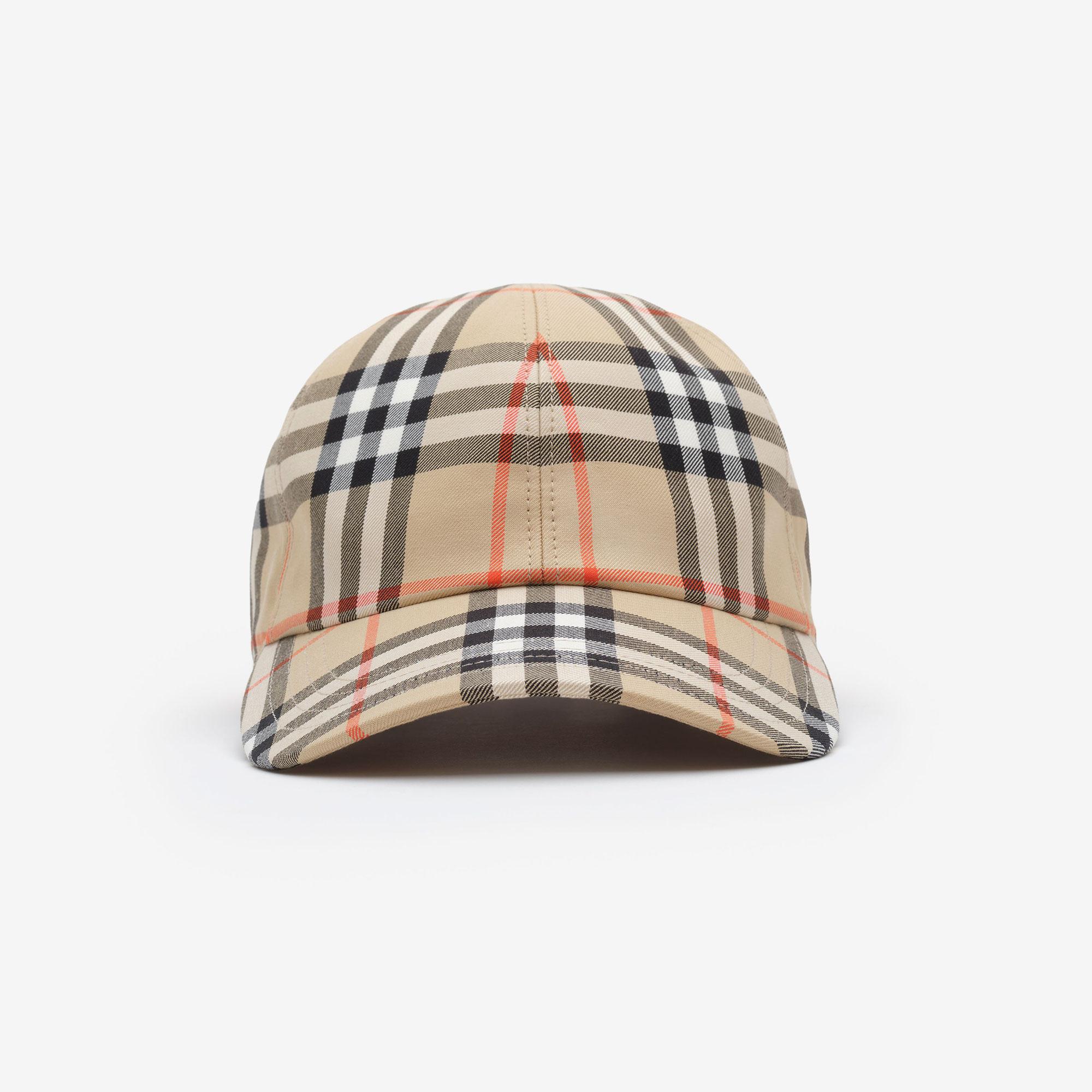 Burberry Check Cotton Baseball Erkek Bej Şapka