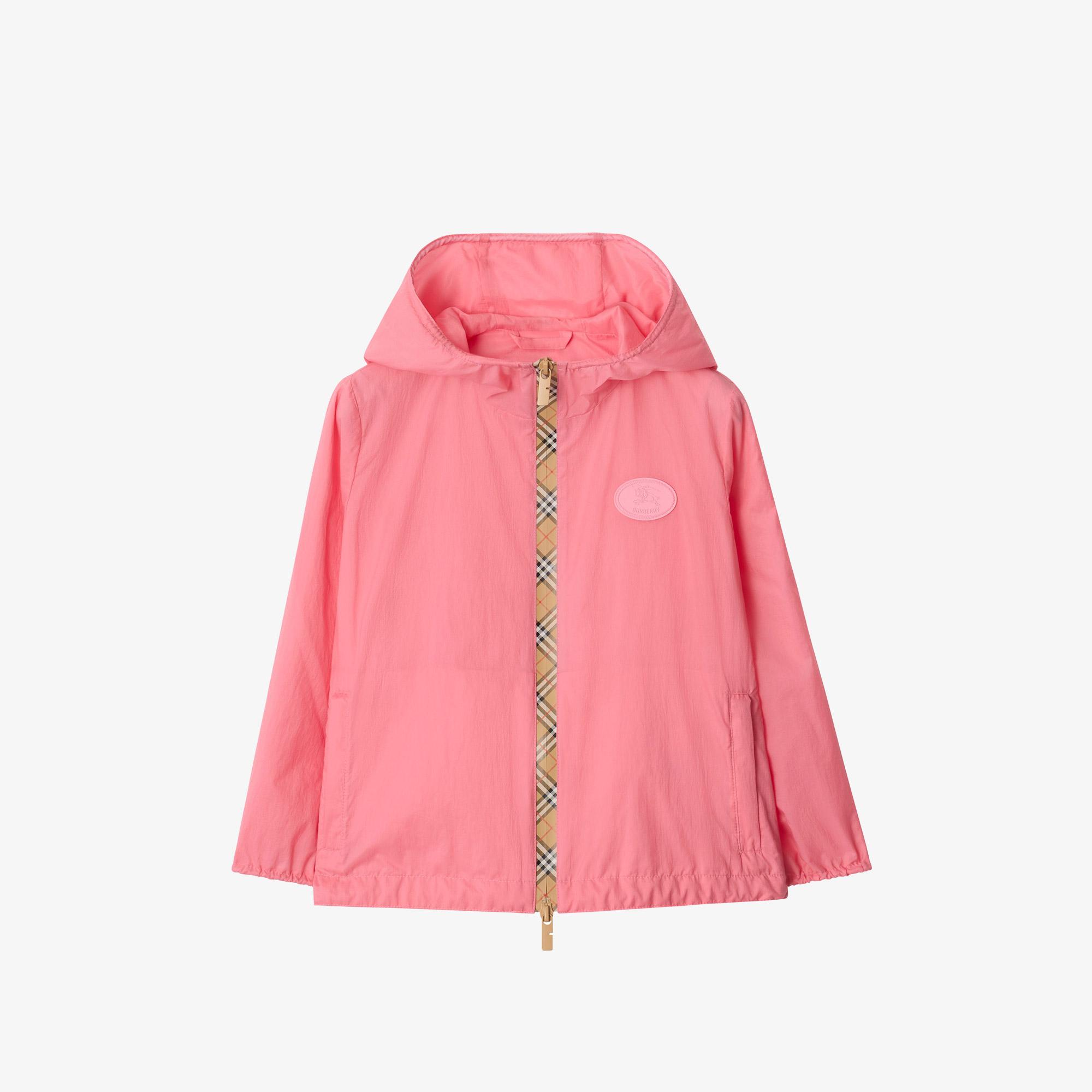 Burberry Checker-Tape Nylon Hooded Çocuk Pembe Mont