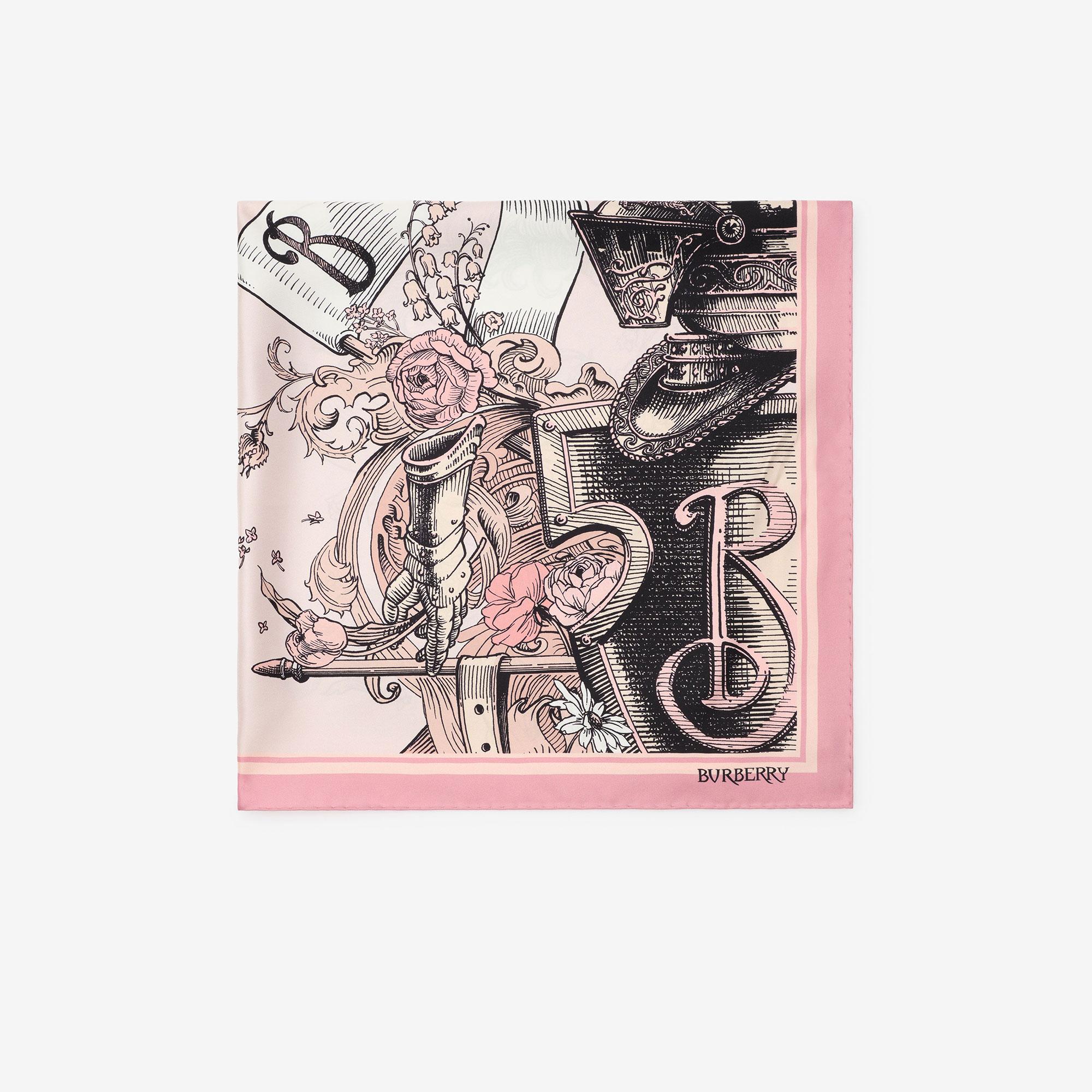 Burberry Etched Knight Silk Kadın Pembe Eşarp