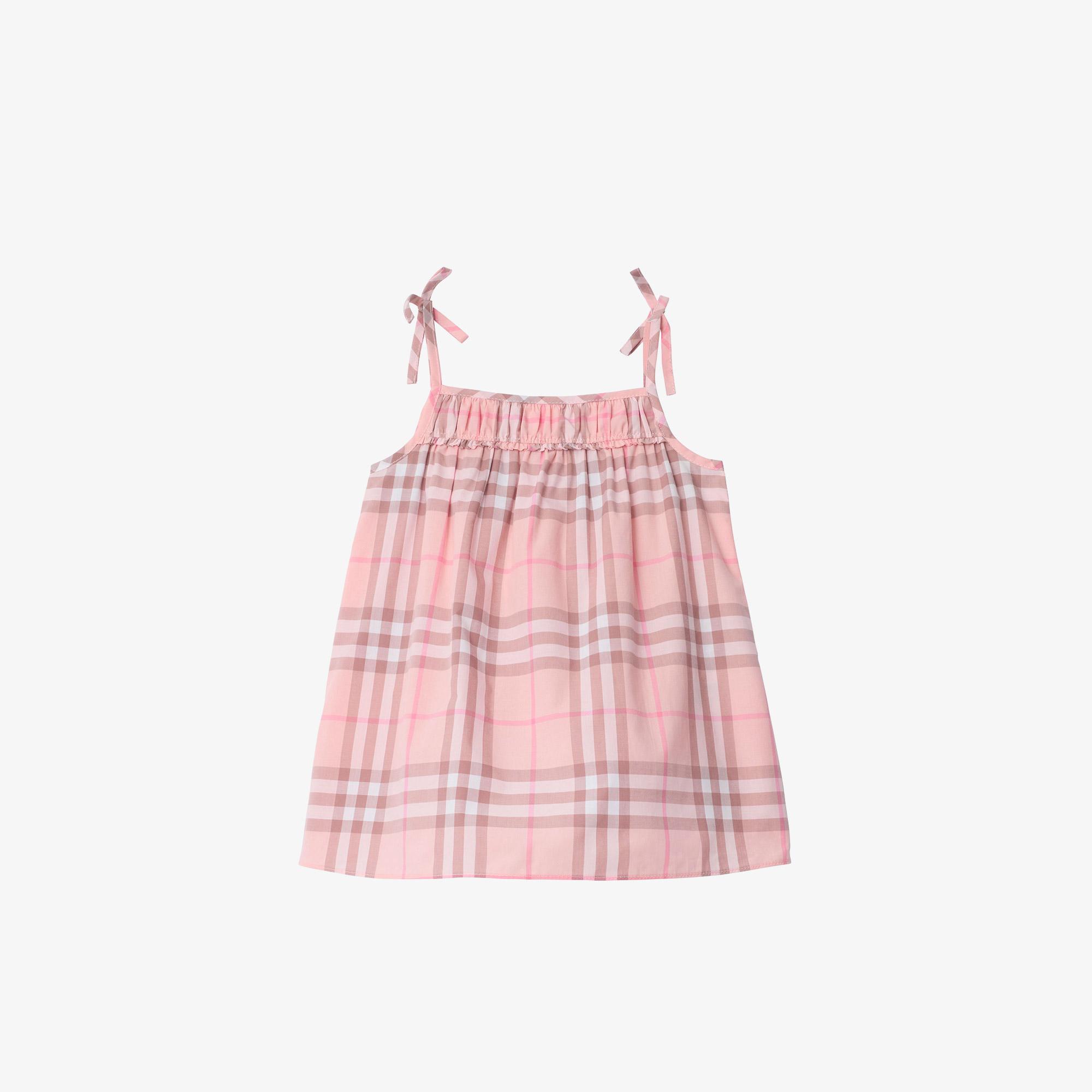 Burberry Check Cotton Çocuk Pembe Elbise