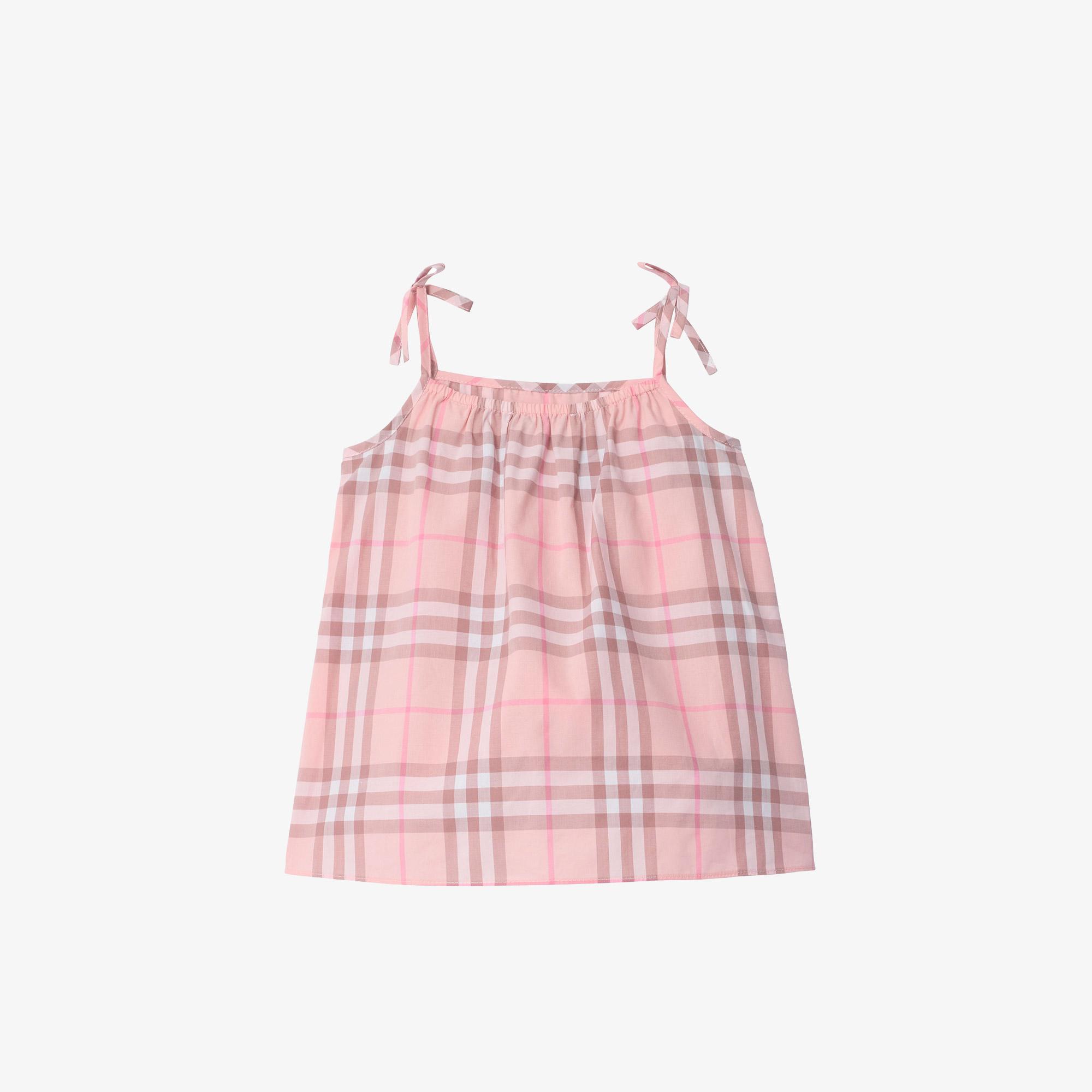 Burberry Check Cotton Çocuk Pembe Elbise