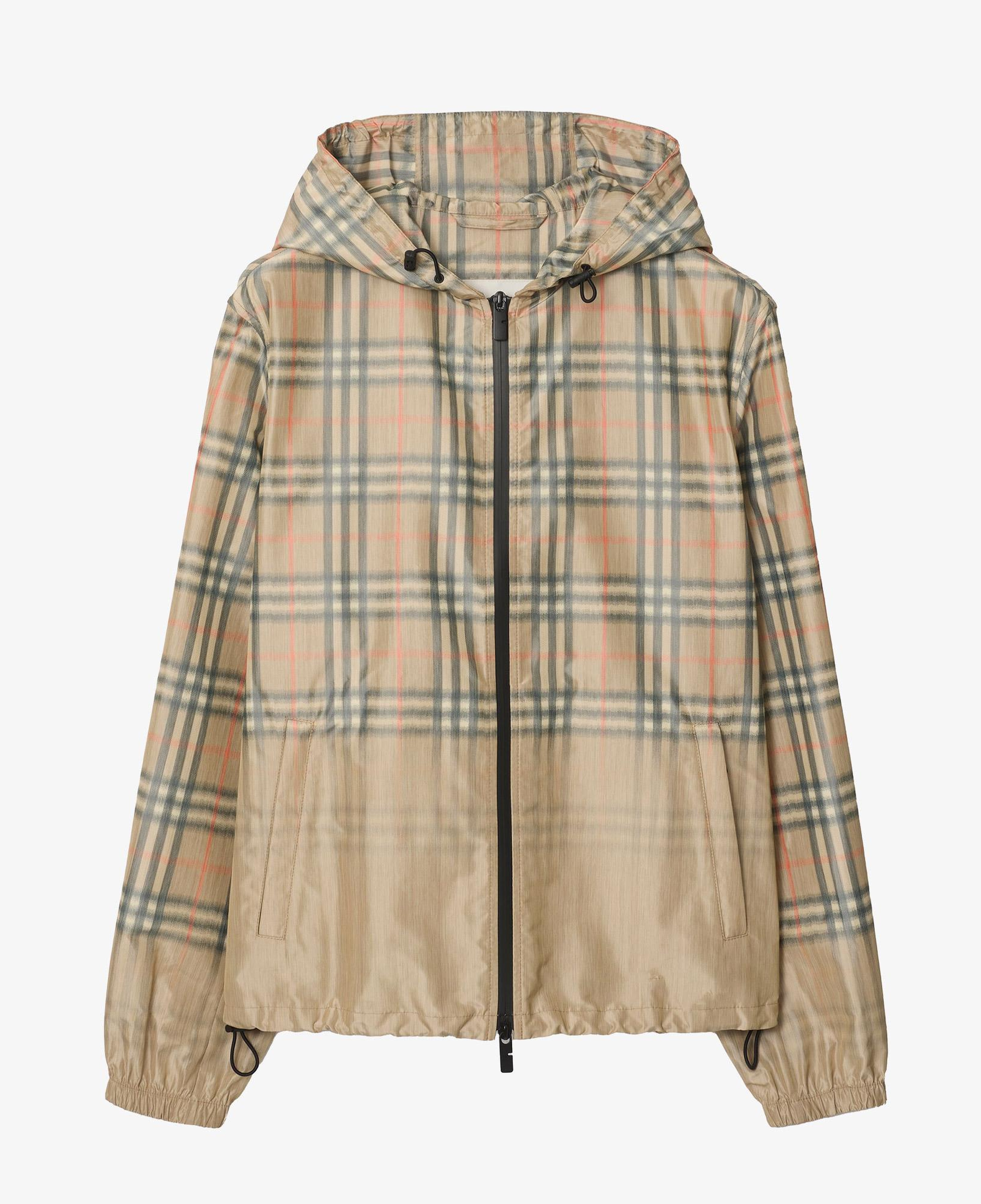 Burberry Gradient Check Hooded Erkek Bej Mont