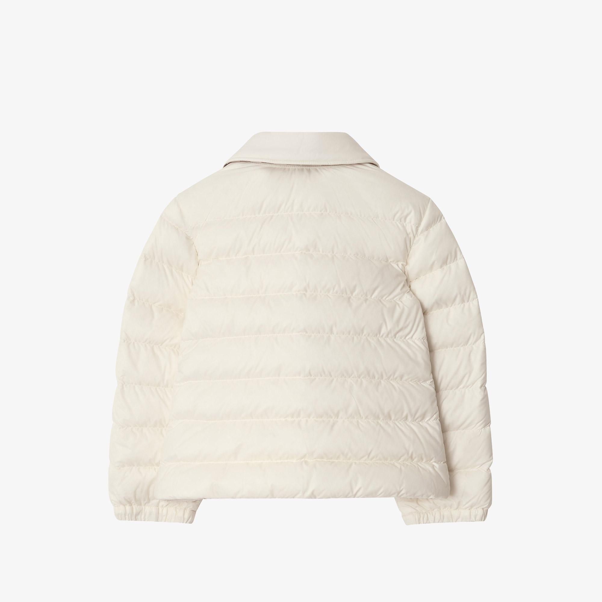 Burberry Checker-Tape Nylon Puffer Çocuk Beyaz Mont