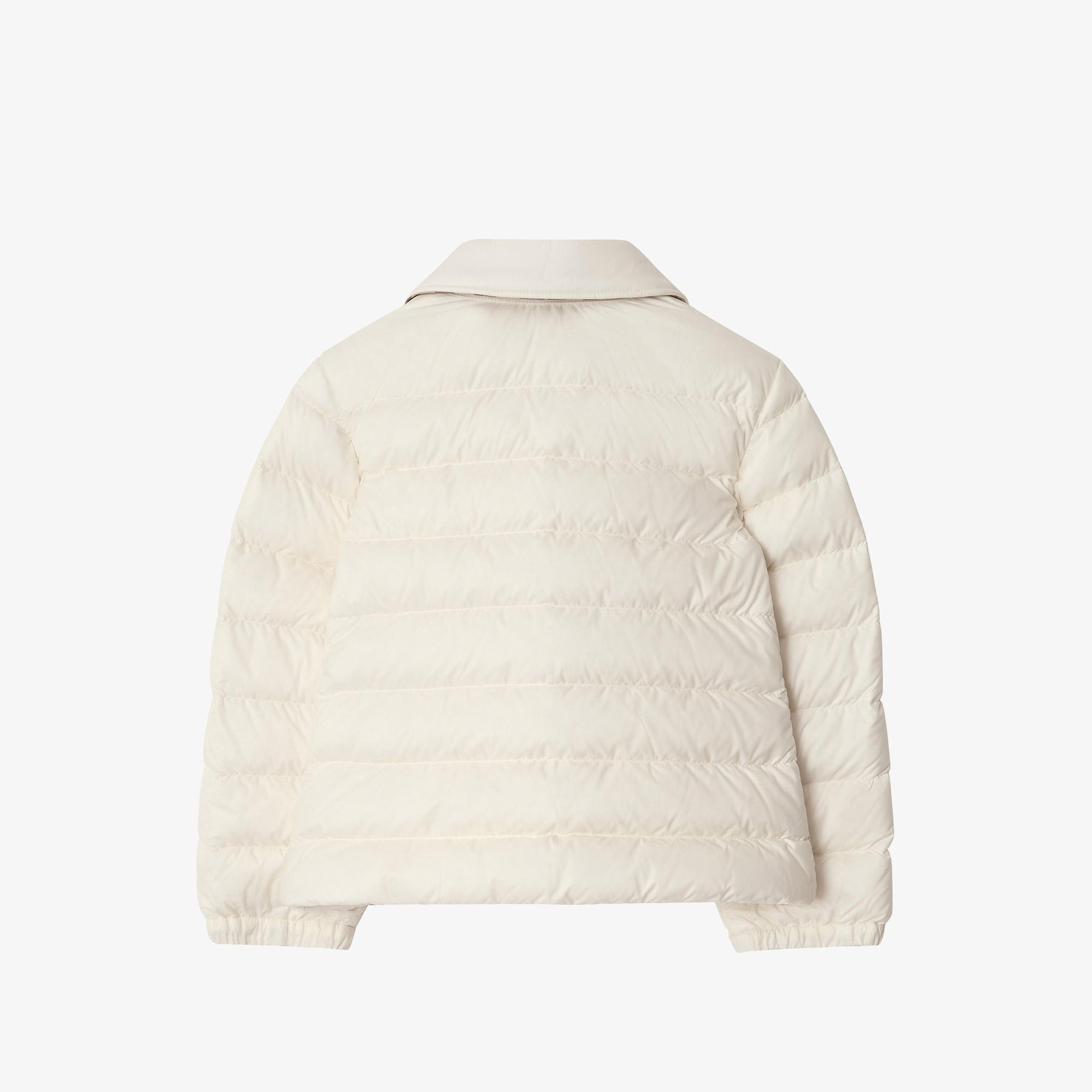 Burberry Checker-Tape Nylon Puffer Çocuk Beyaz Mont