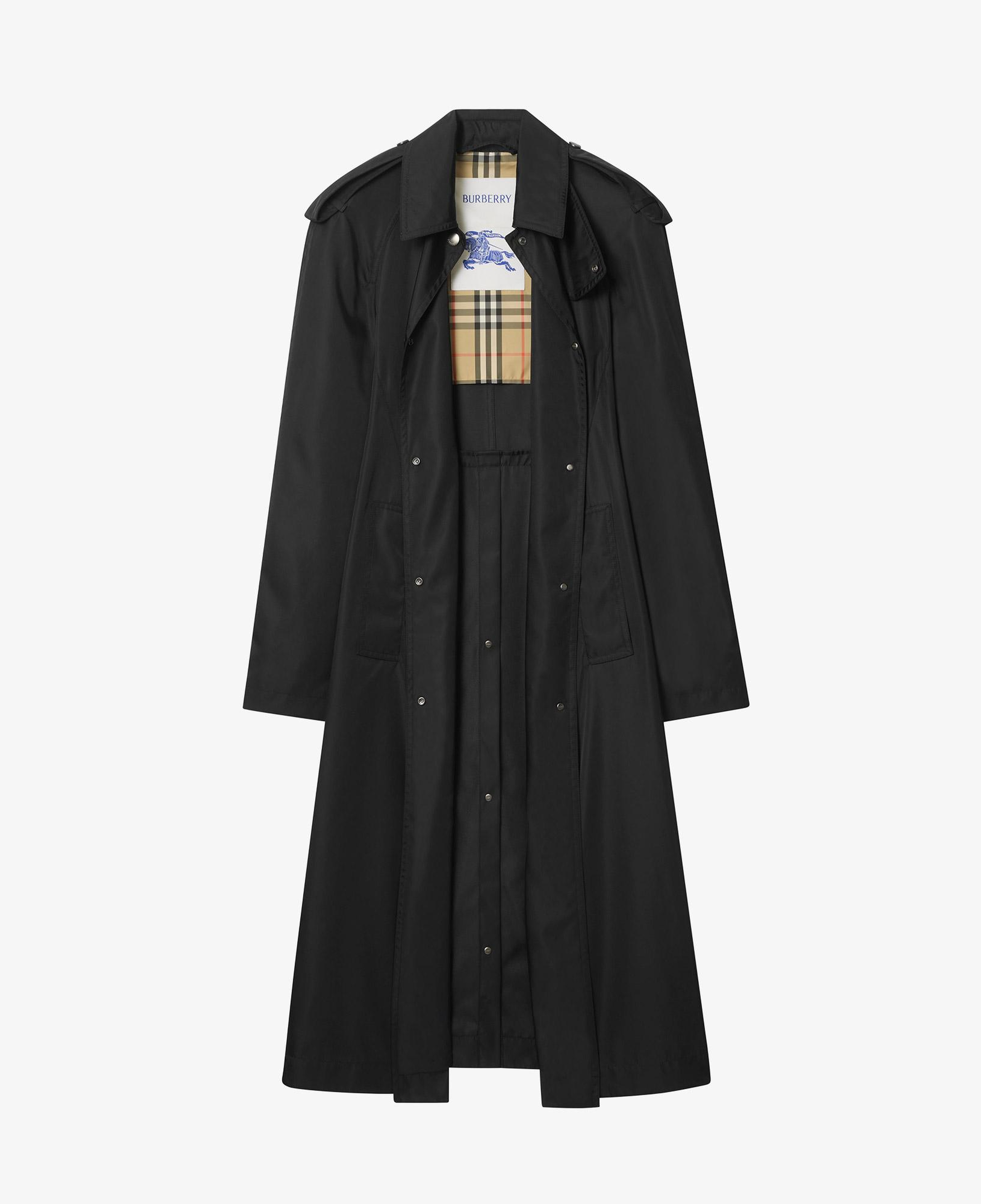 Burberry Long Nylon Hooded Car Kadın Siyah Pardesü