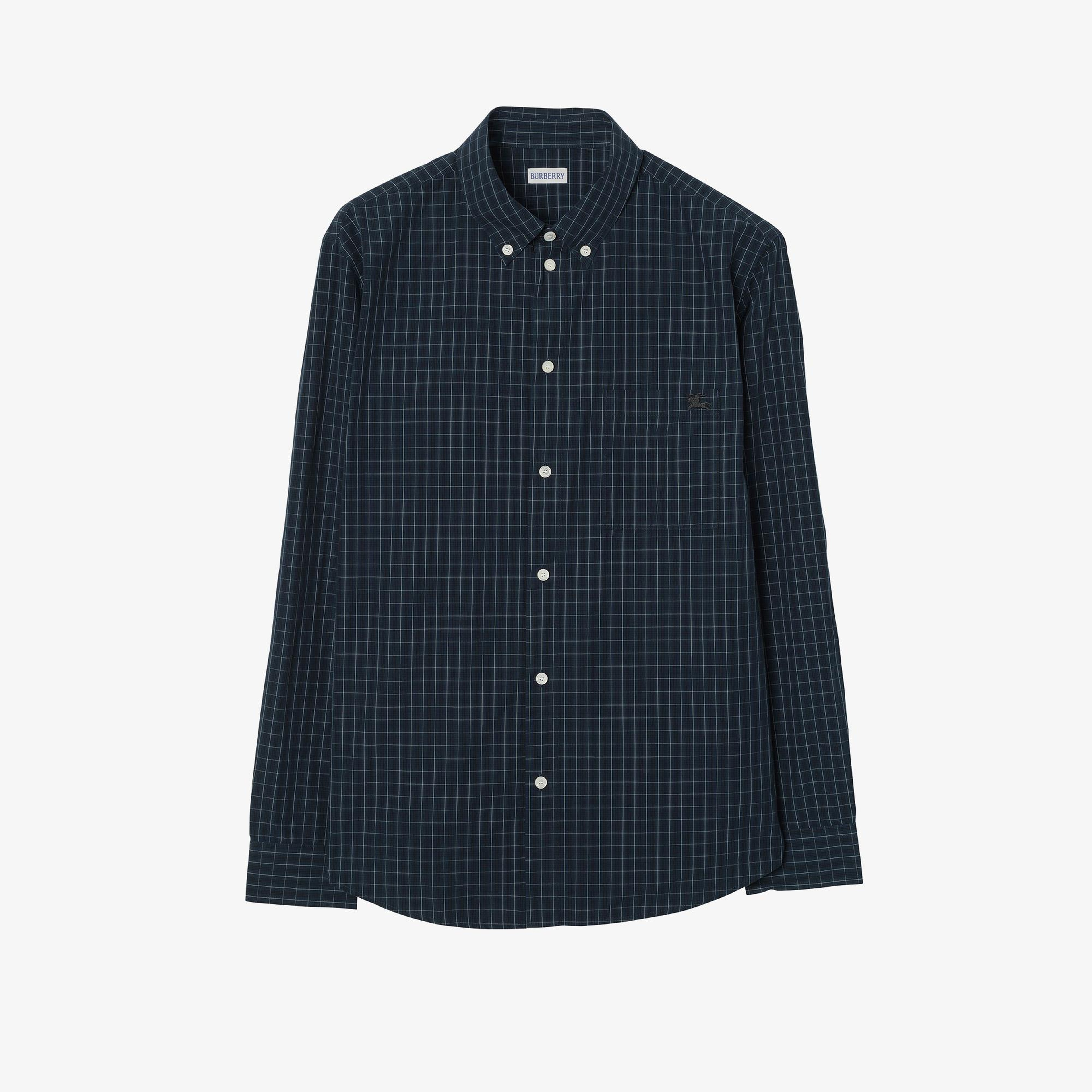 Burberry Check Cotton Erkek Mavi Gömlek