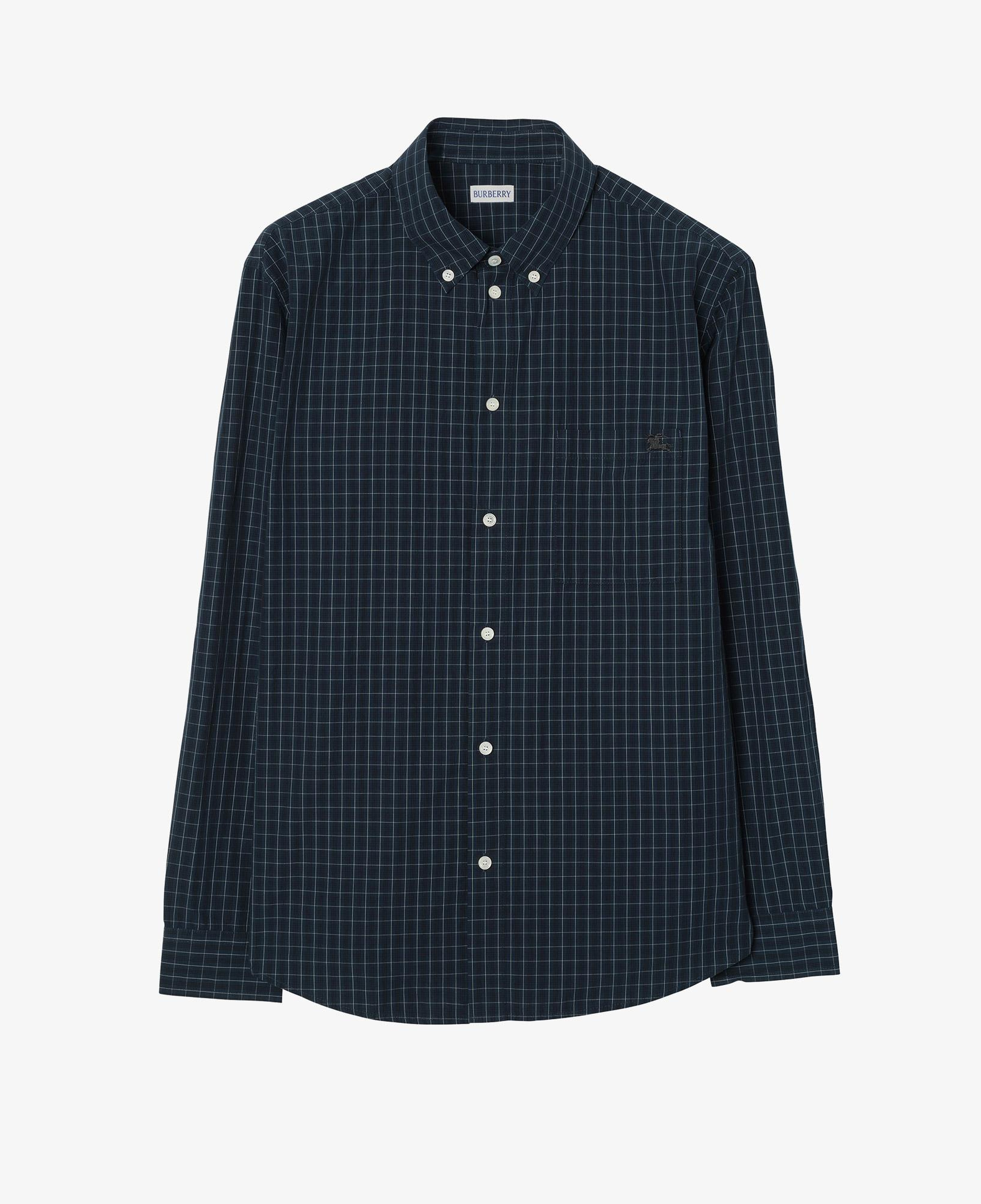 Burberry Check Cotton Erkek Mavi Gömlek