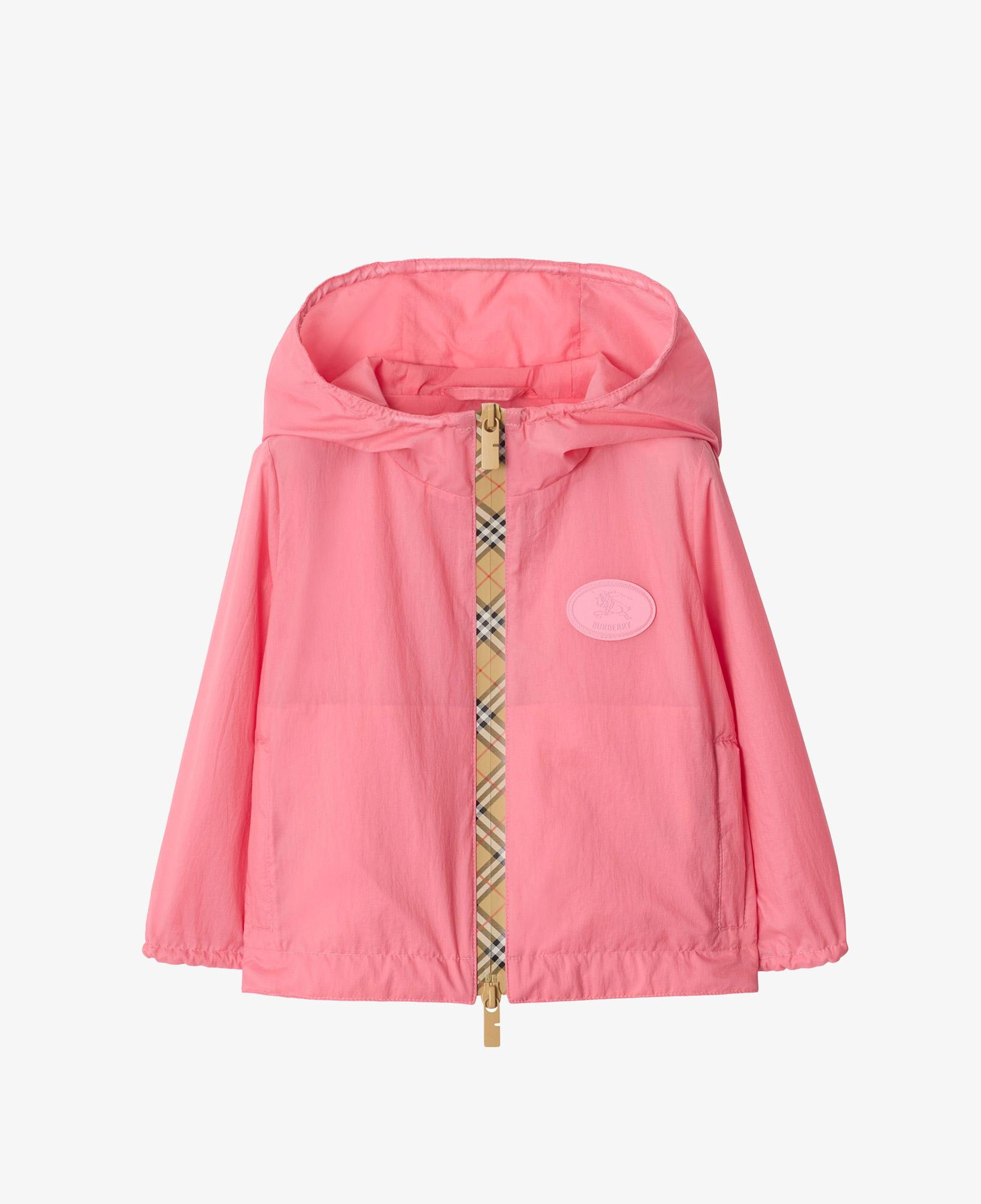 Burberry Checker-Tape Nylon Hooded Çocuk Pembe Mont