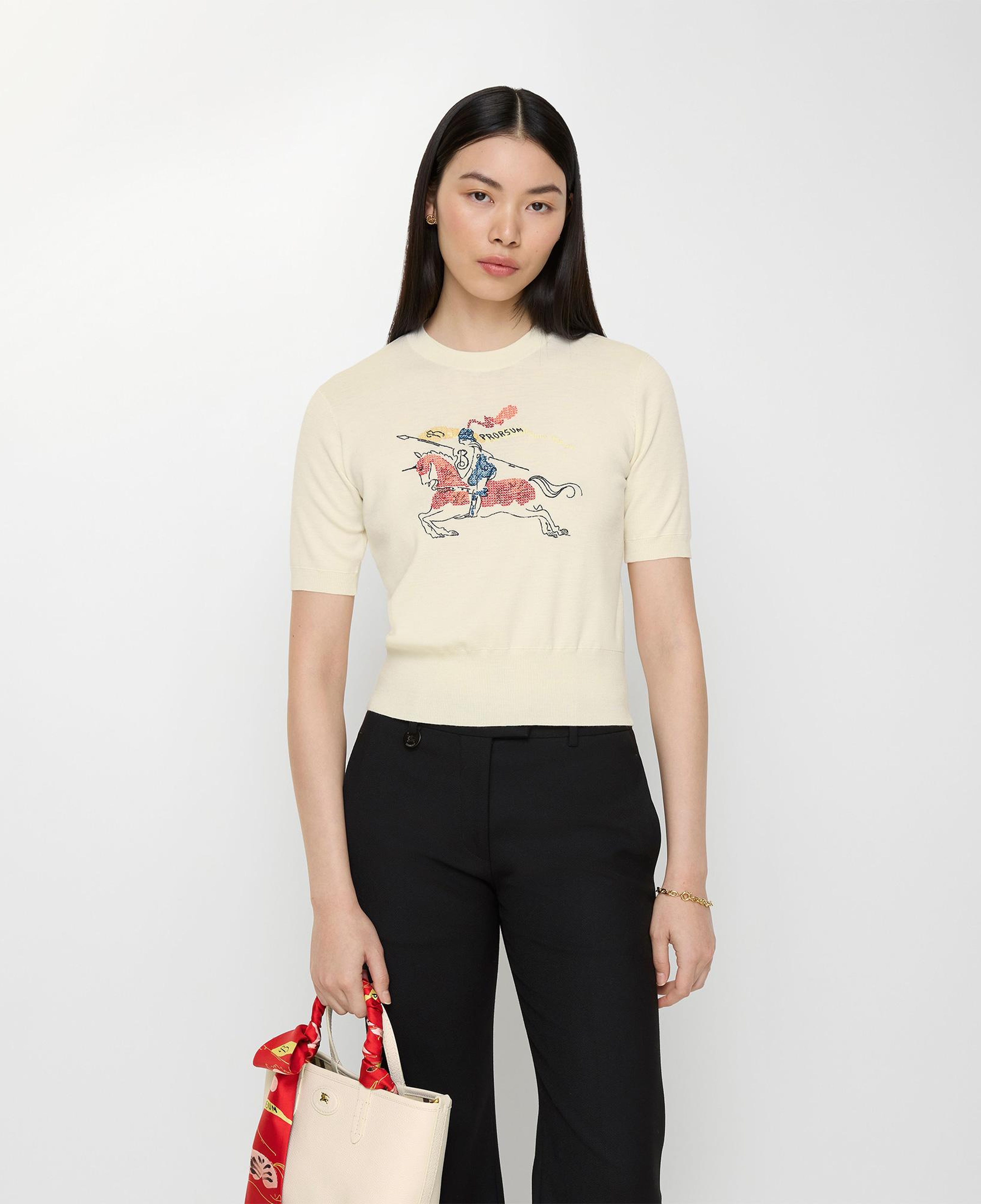 Burberry Cross Stitch Ekd Wool Kadın Beyaz Trıko