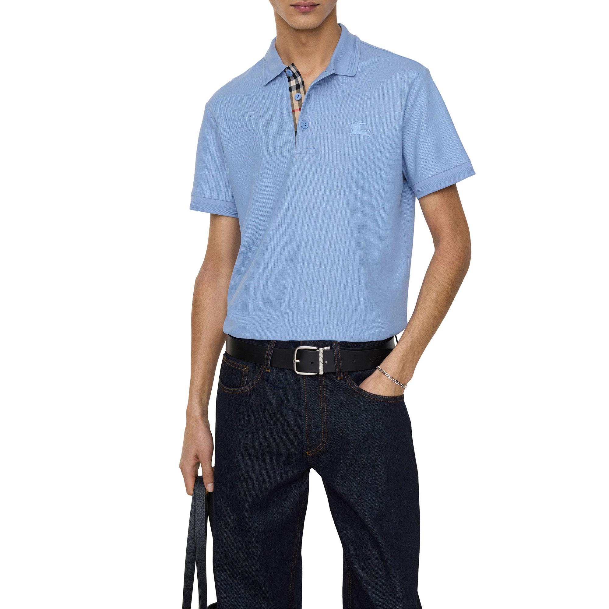 Burberry Cotton Erkek Mavi Polo