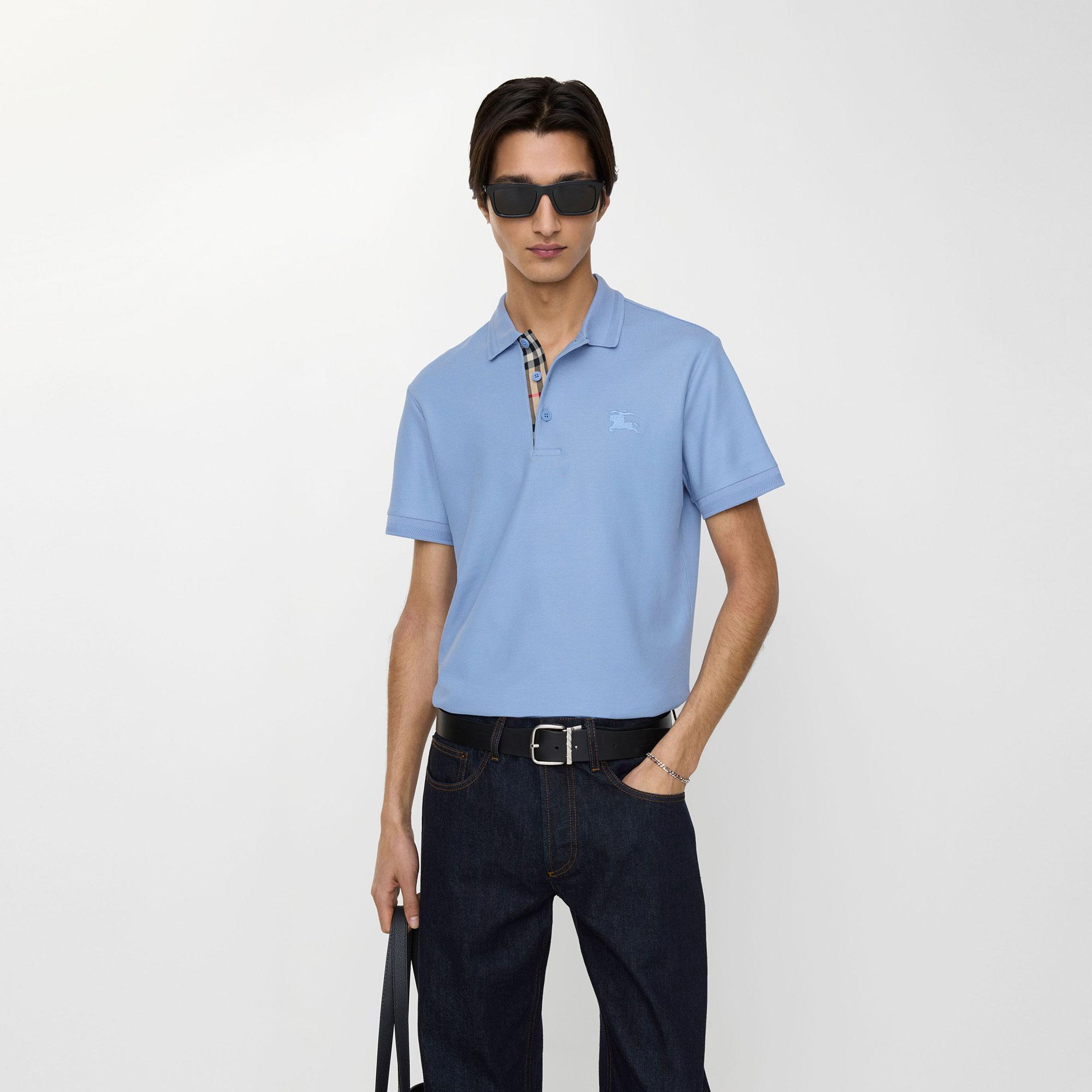 Burberry Cotton Erkek Mavi Polo