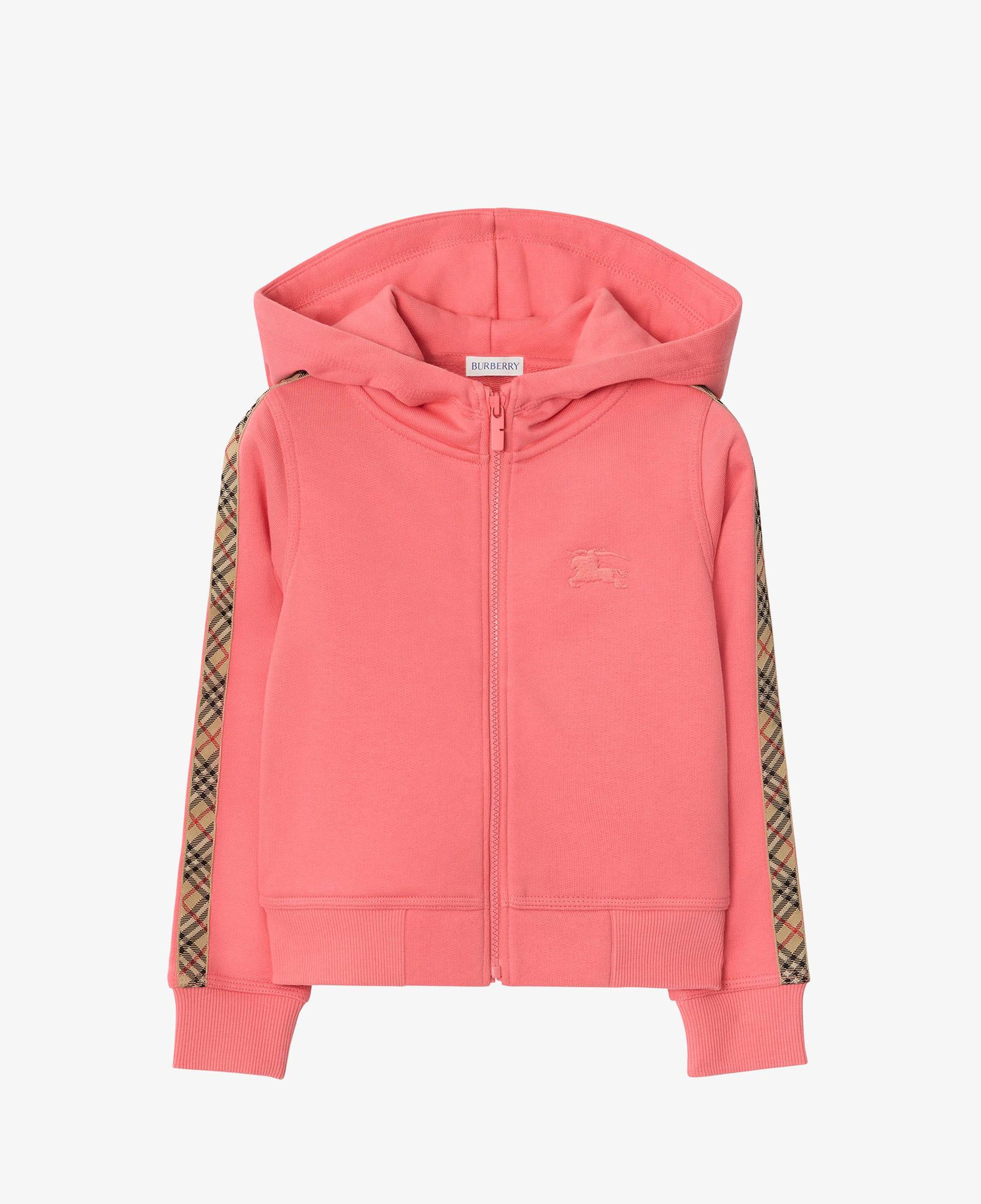 Burberry Check Trim Cotton Zip Çocuk Pembe Hoodie