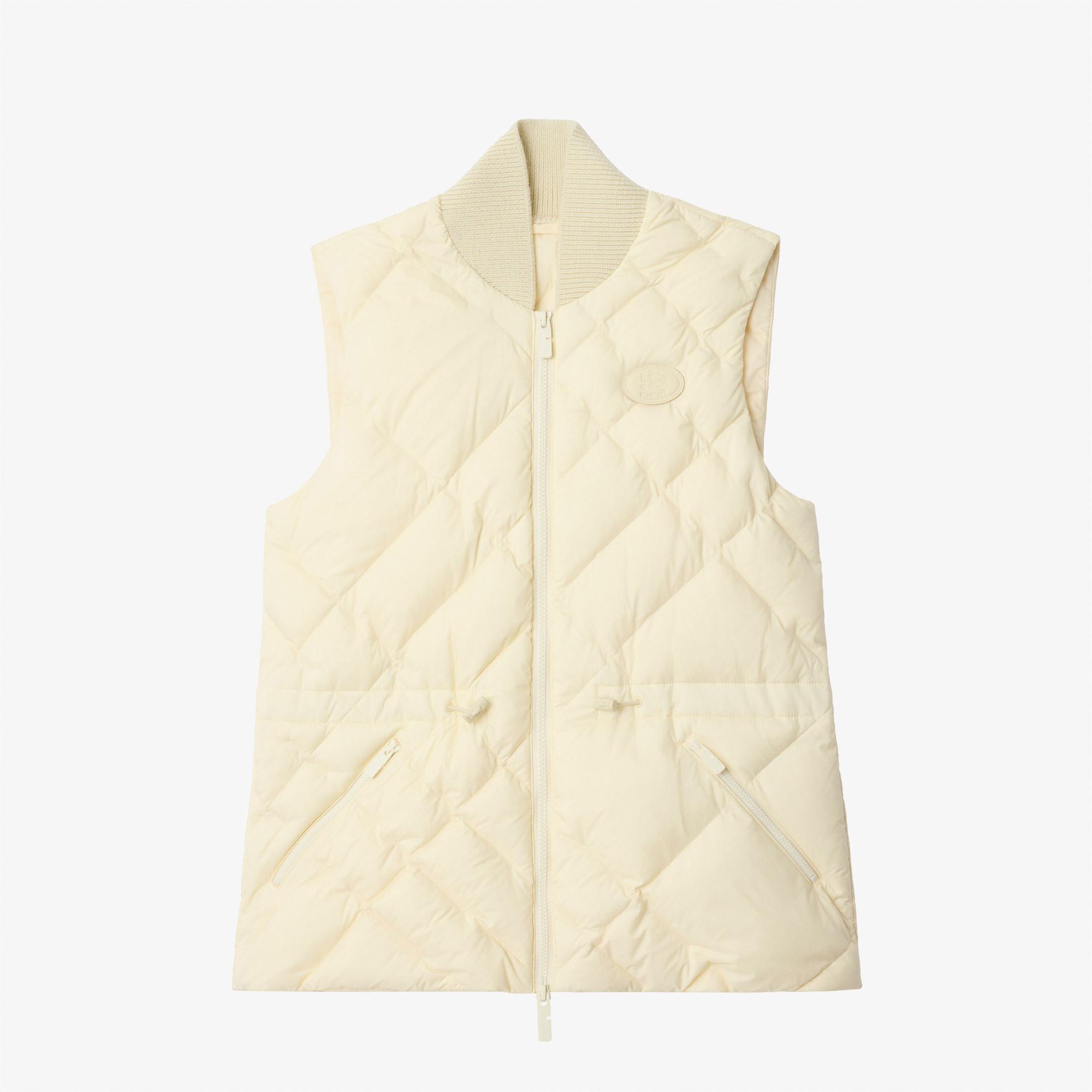 Burberry Check-Stitch Nylon Gilet Kadın Beyaz Yelek