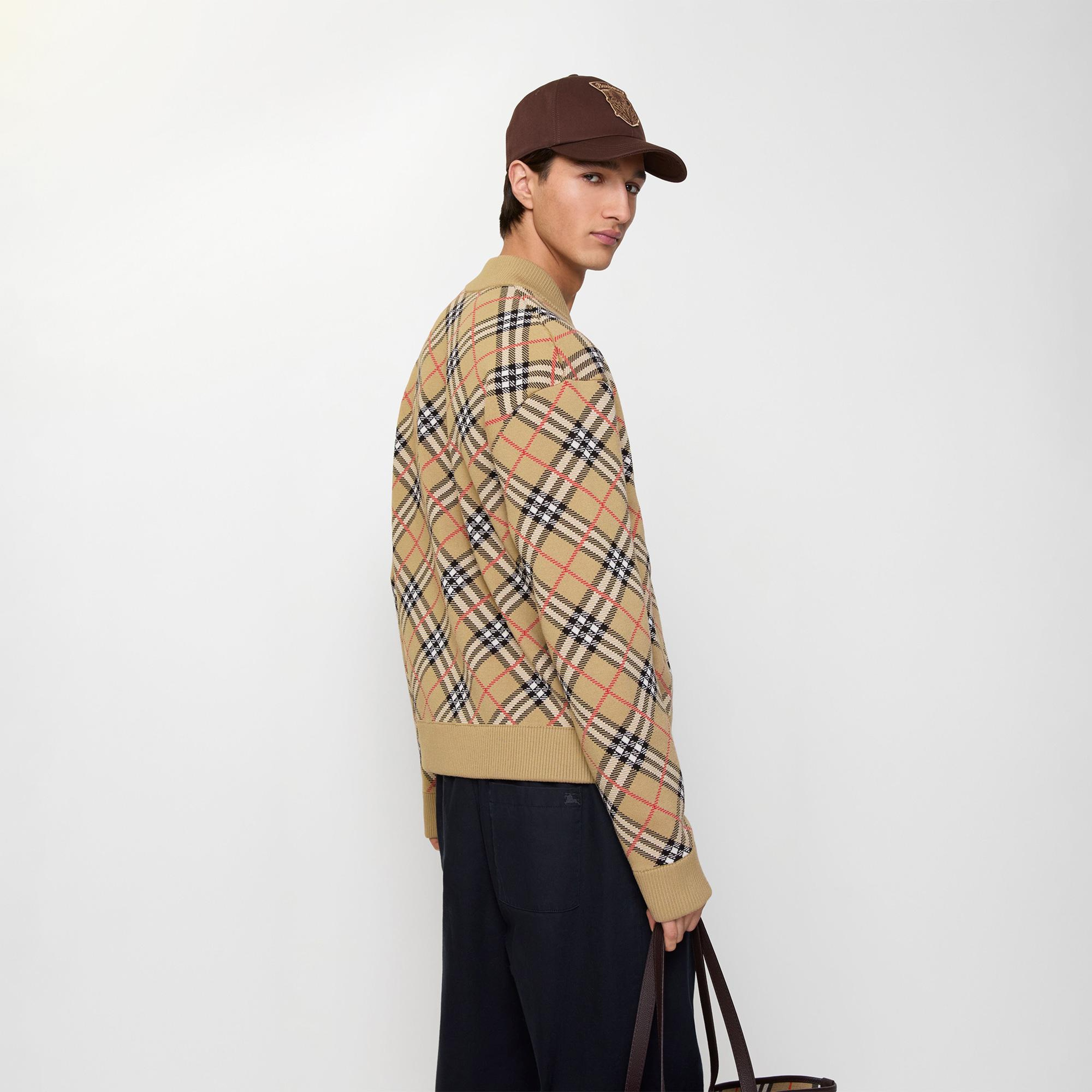 Burberry Check Cotton Wool Bomber Erkek Bej Hırka