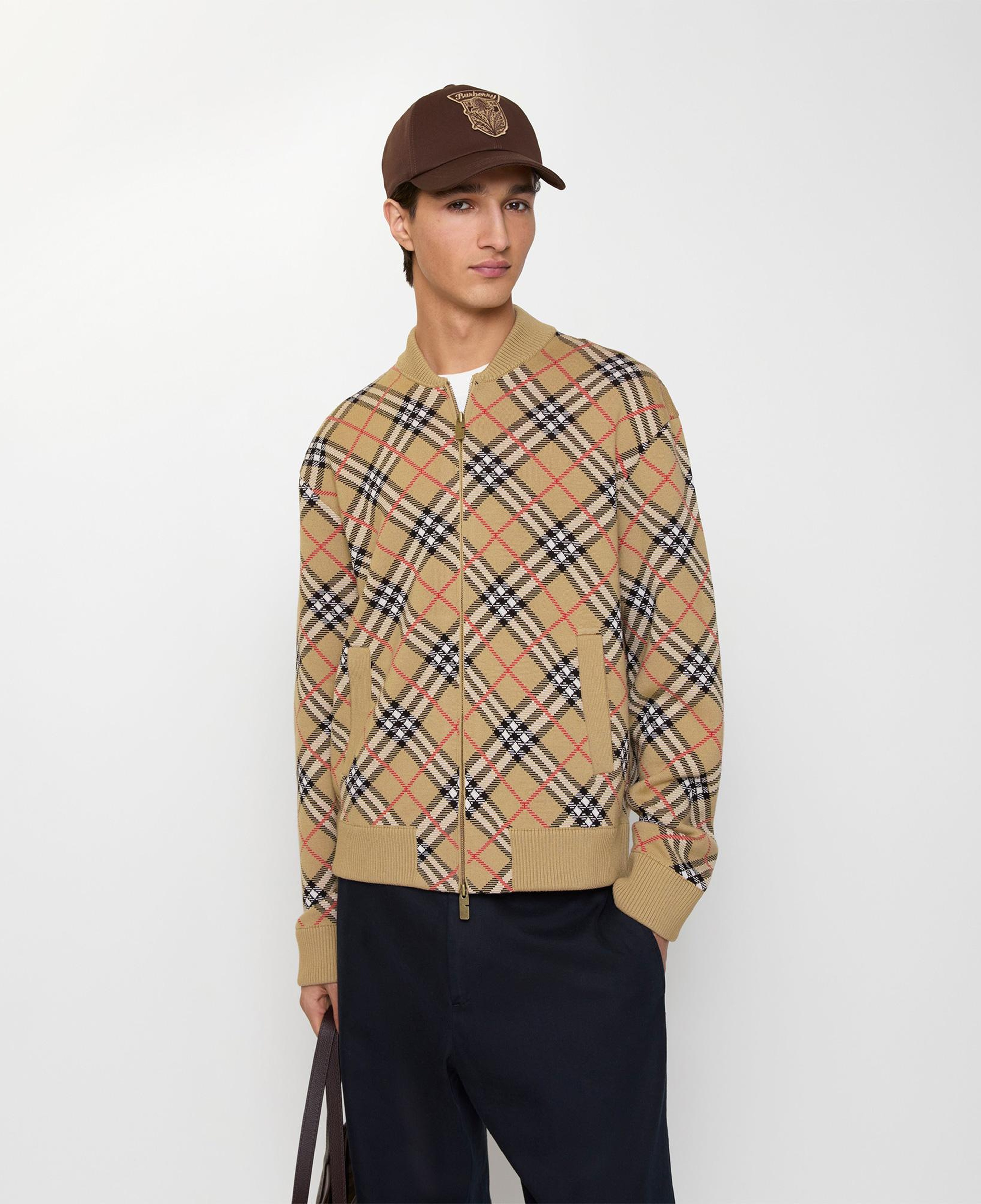 Burberry Check Cotton Wool Bomber Erkek Bej Hırka