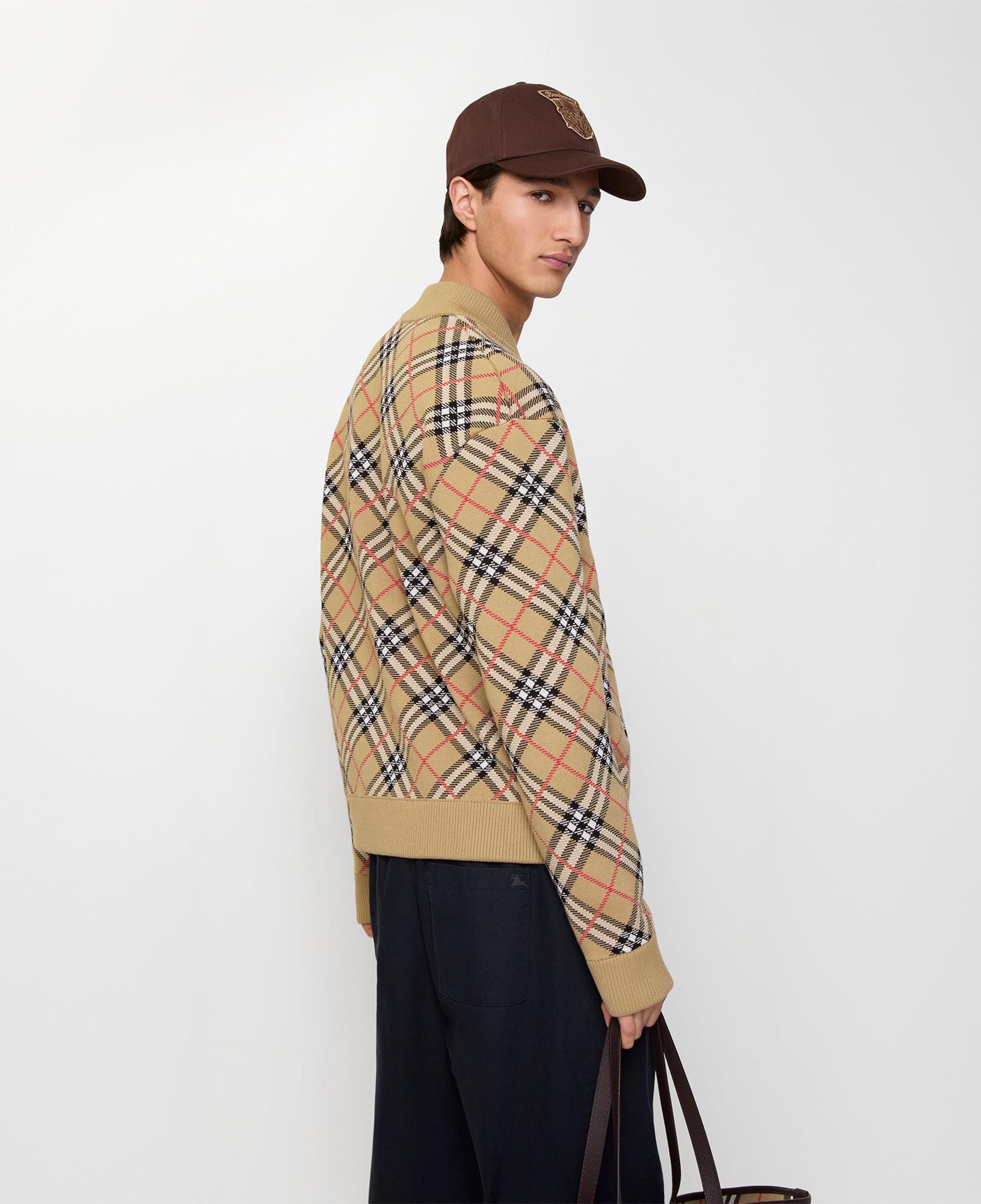 Burberry Check Cotton Wool Bomber Erkek Bej Hırka