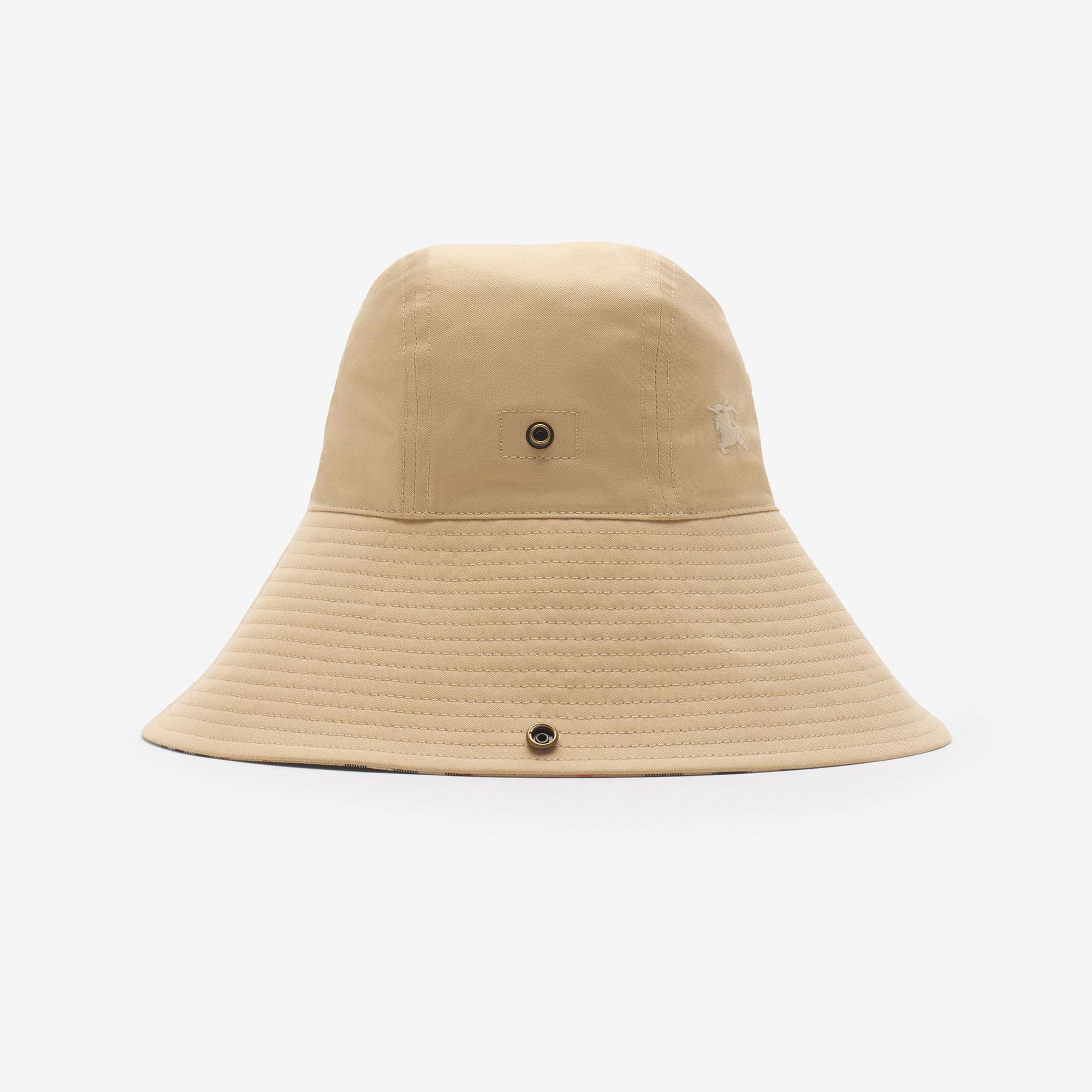 Burberry Check Brim Gabardine Erkek Bej Şapka