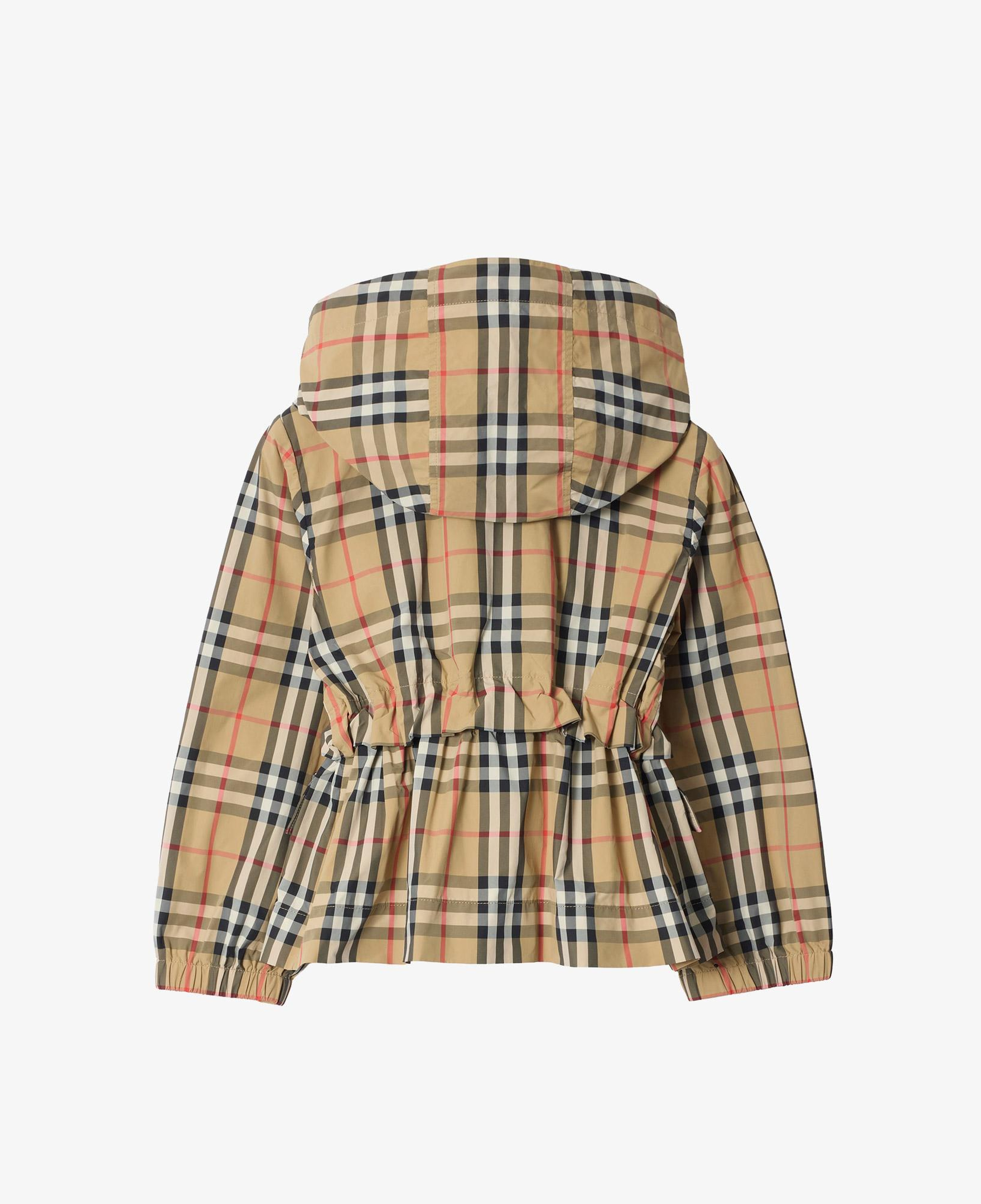 Burberry Check Nylon Hooded Çocuk Bej Mont