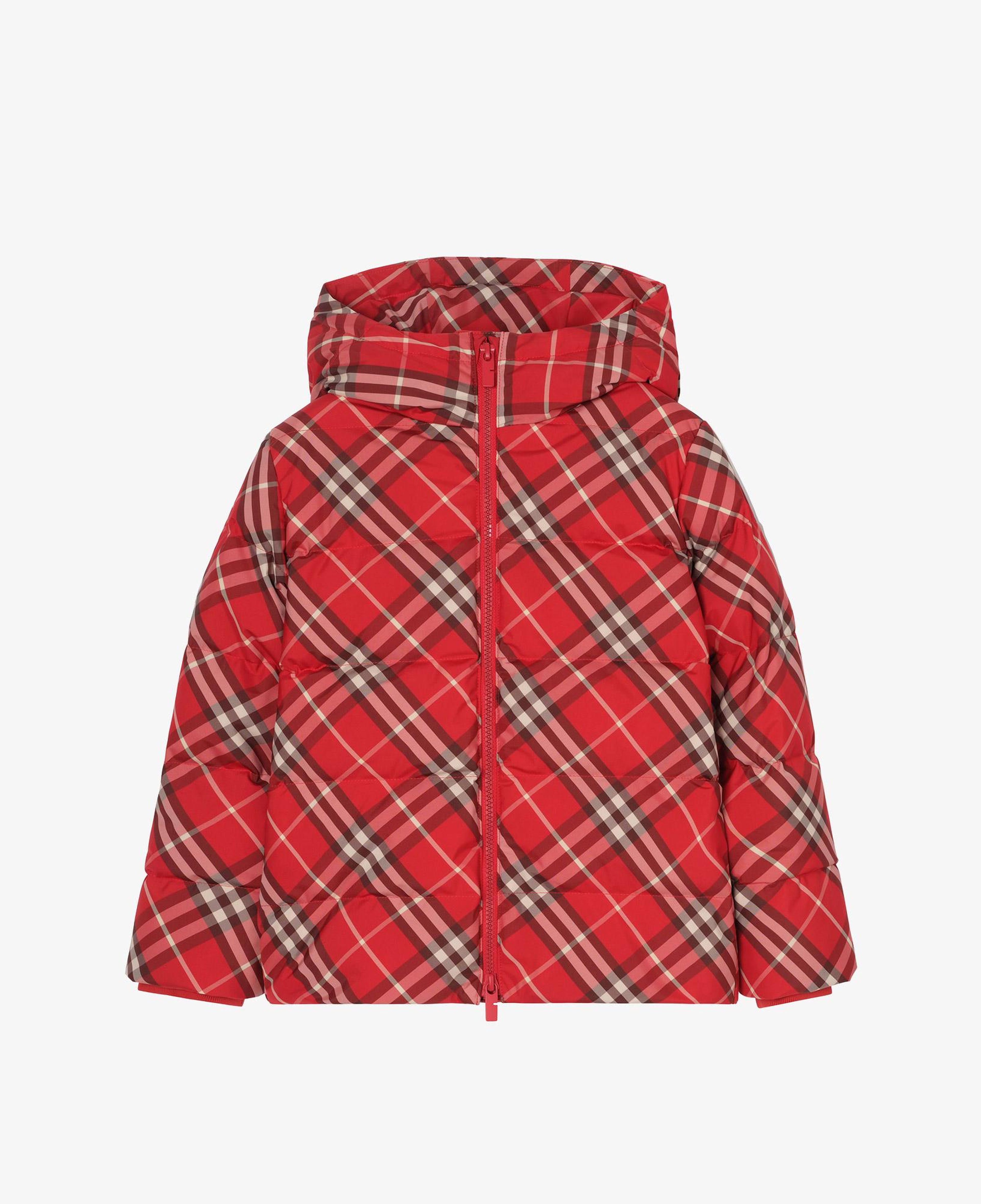 Burberry Check Hooded Puffer Çocuk Kırmızı Mont