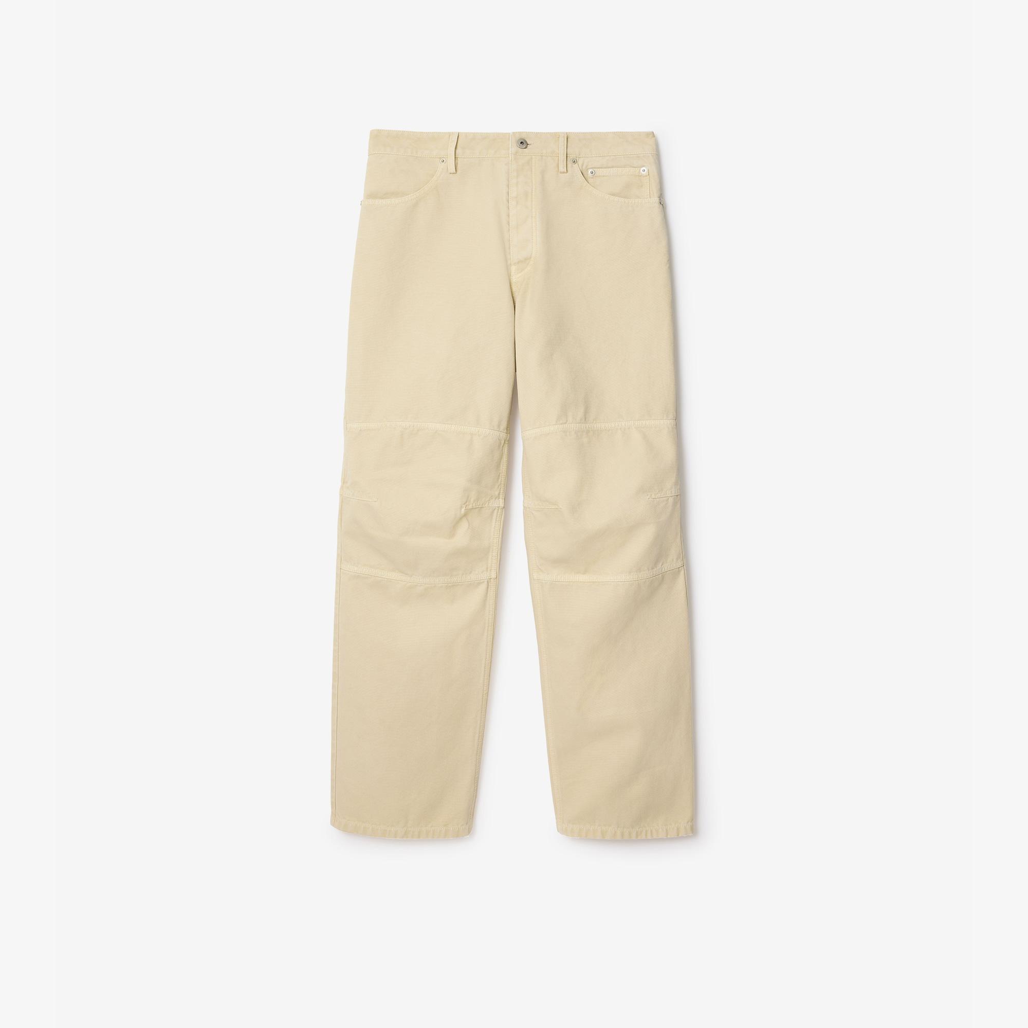 Burberry Cotton Canvas Workwear Erkek Krem Pantolon