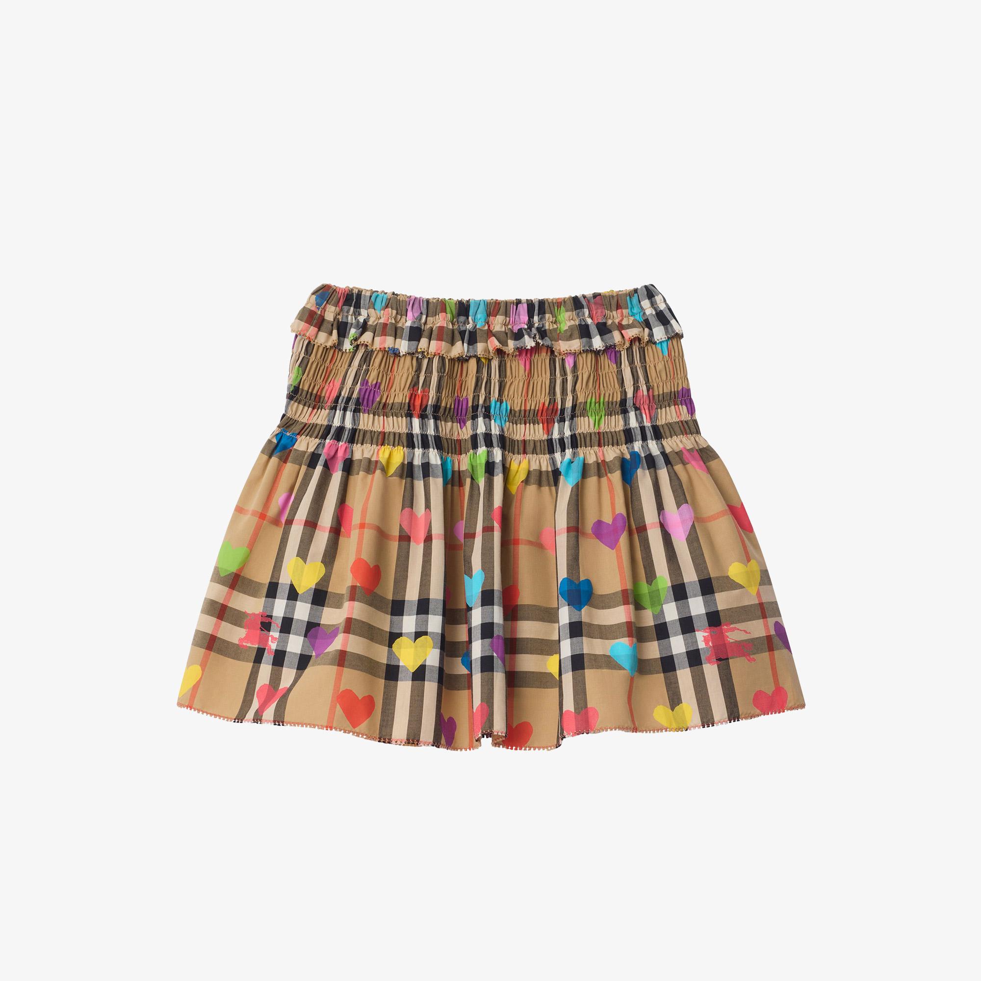 Burberry Heart Check Cotton Çocuk Bej Etek