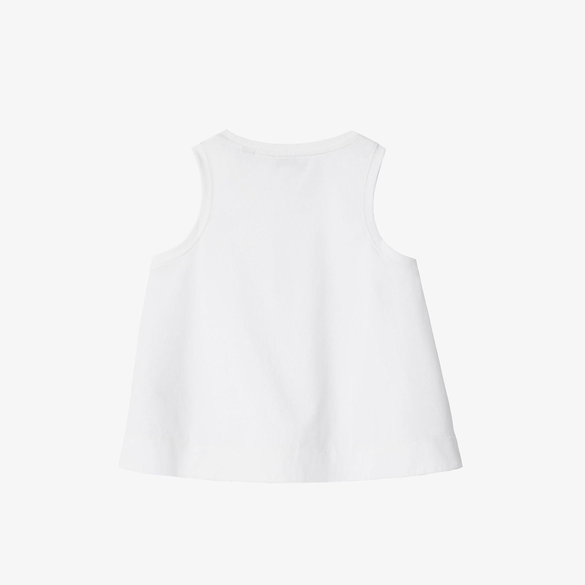 Burberry Check Trim Cotton Çocuk Beyaz T-Shirt