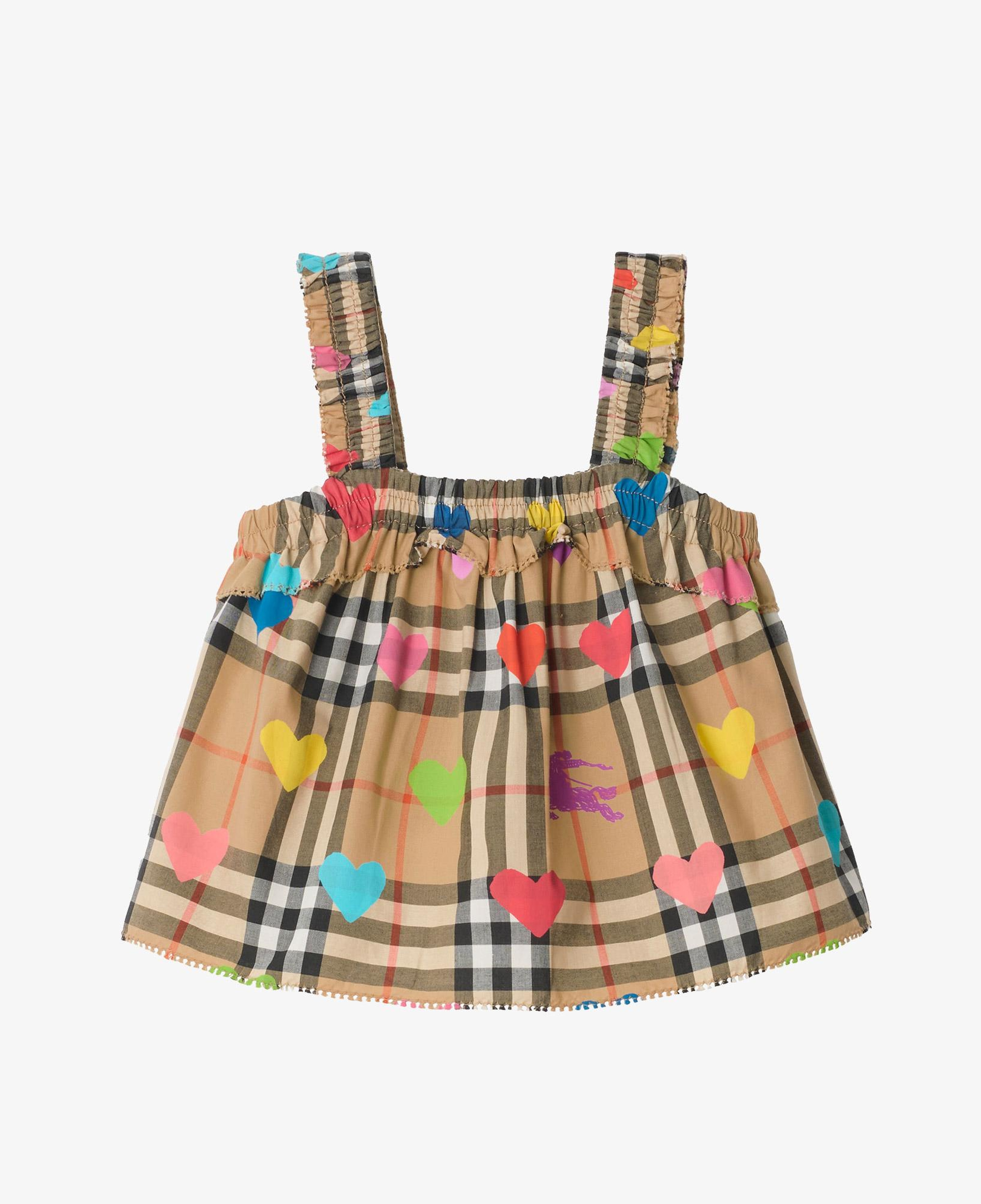 Burberry Heart Check Cotton Çocuk Bej Bluz