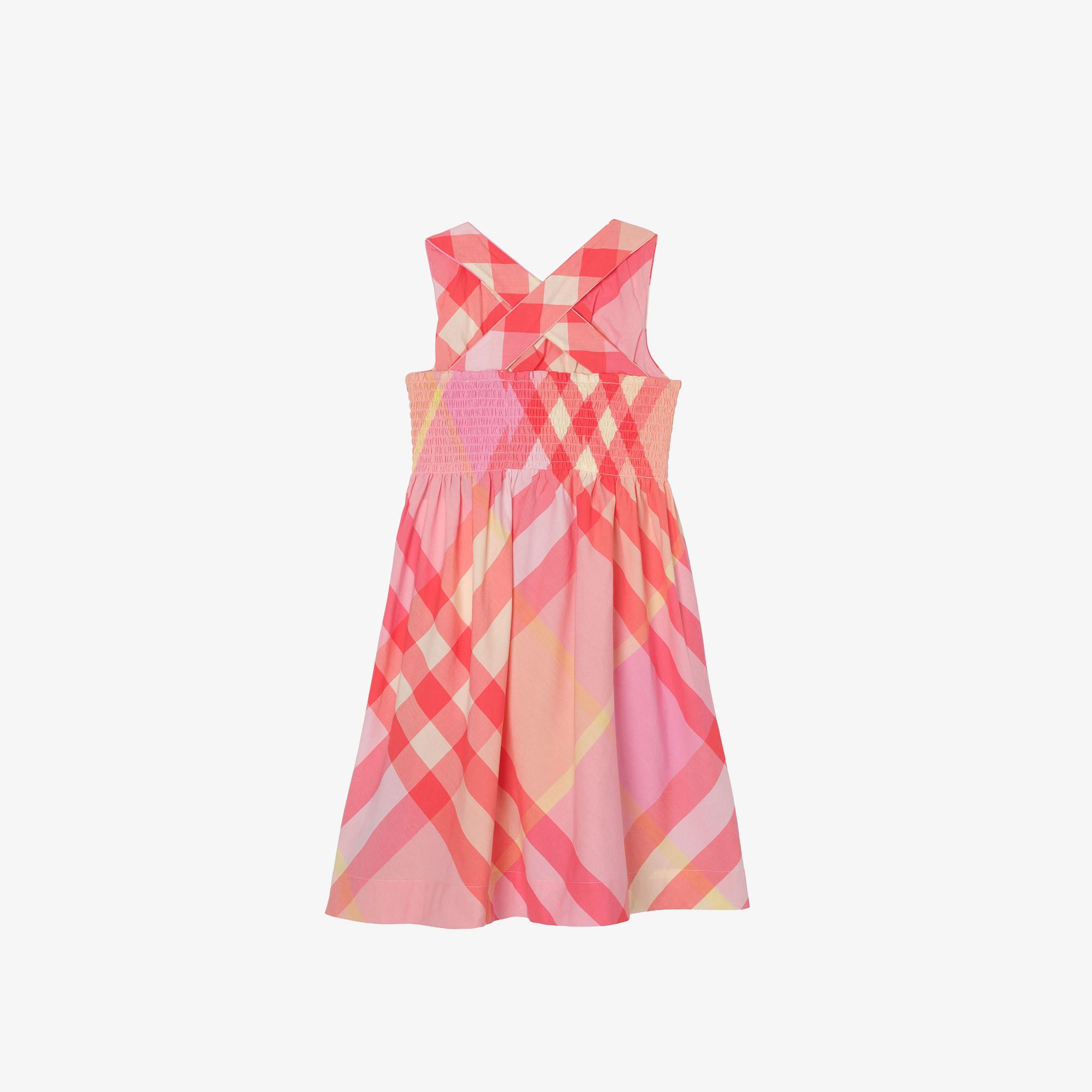Burberry Check Cotton Çocuk Pembe Elbise