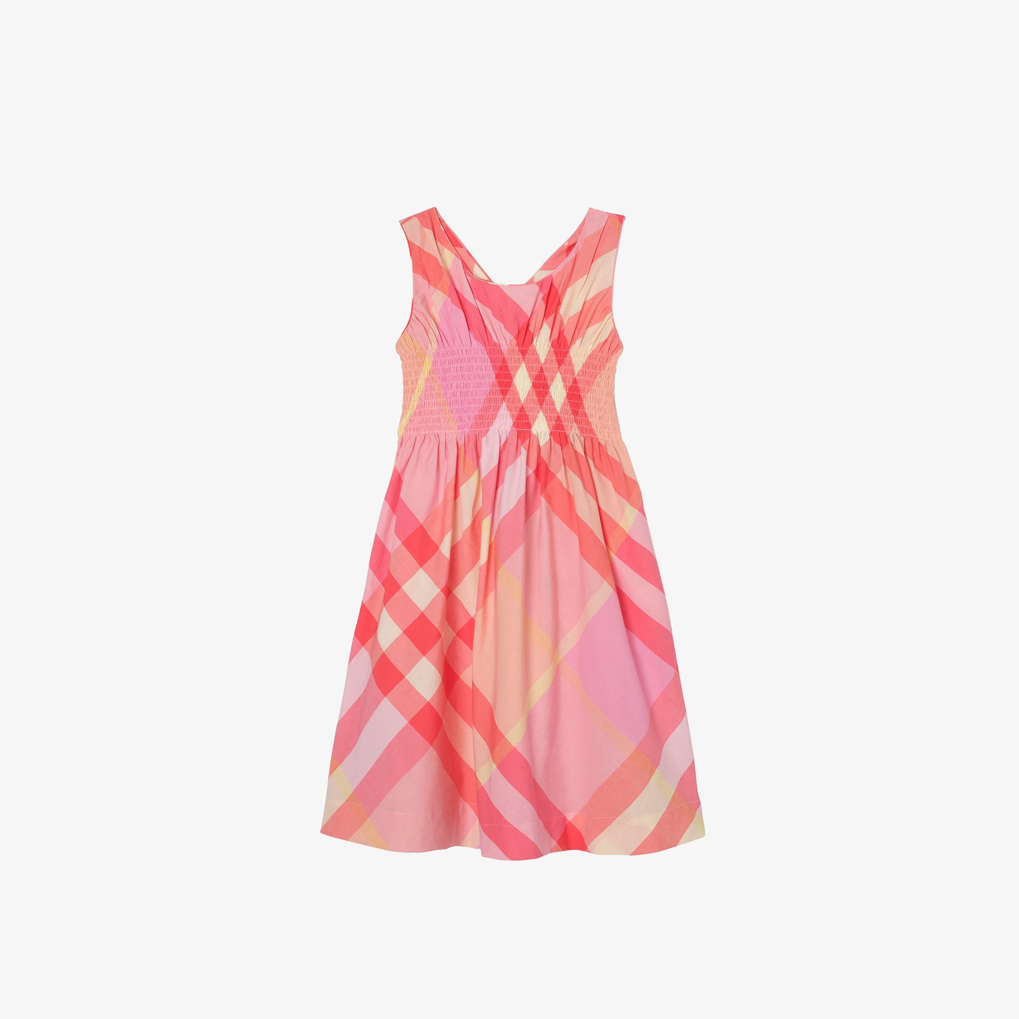 Burberry Check Cotton Çocuk Pembe Elbise