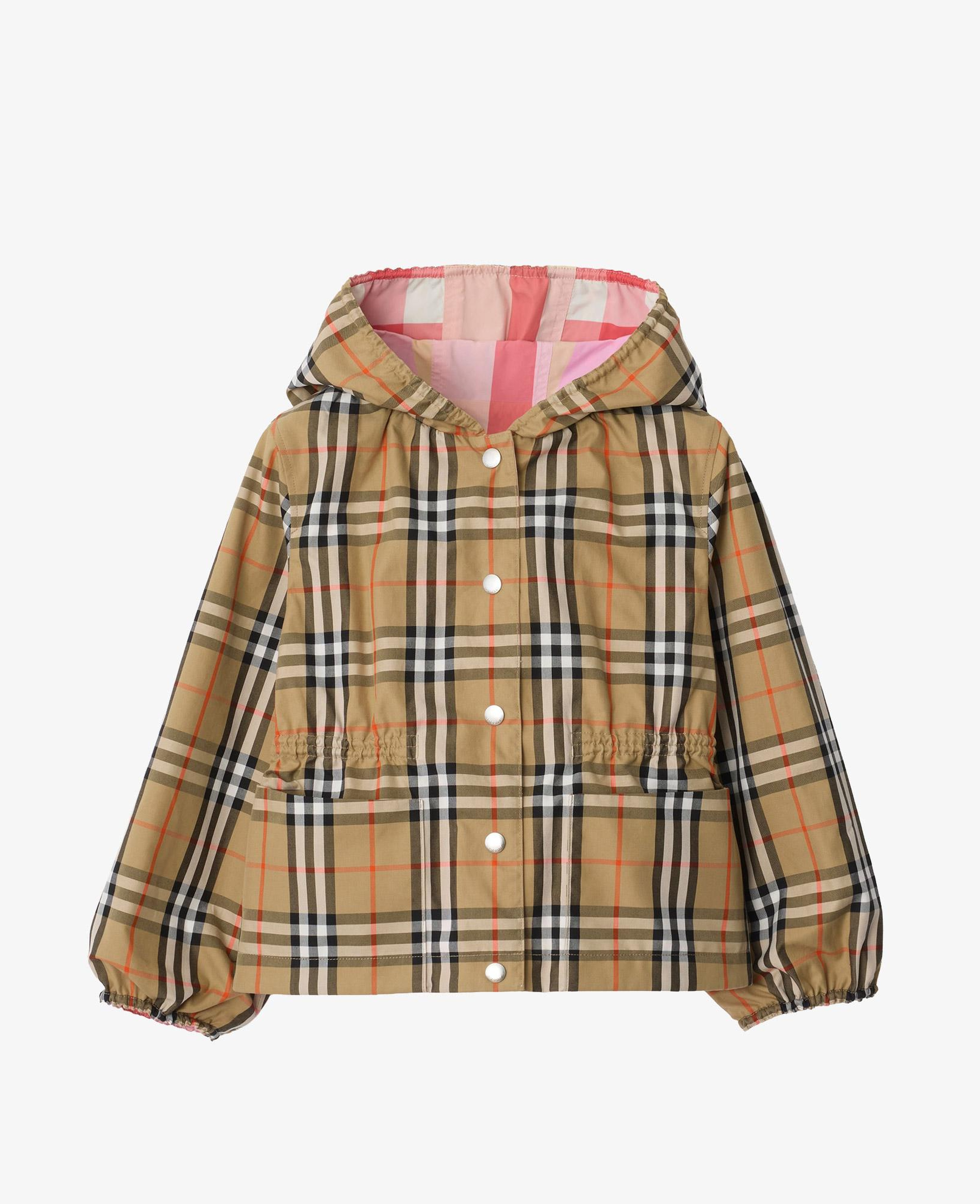 Burberry Reversible Check Nylon Hooded Çocuk Pembe Mont