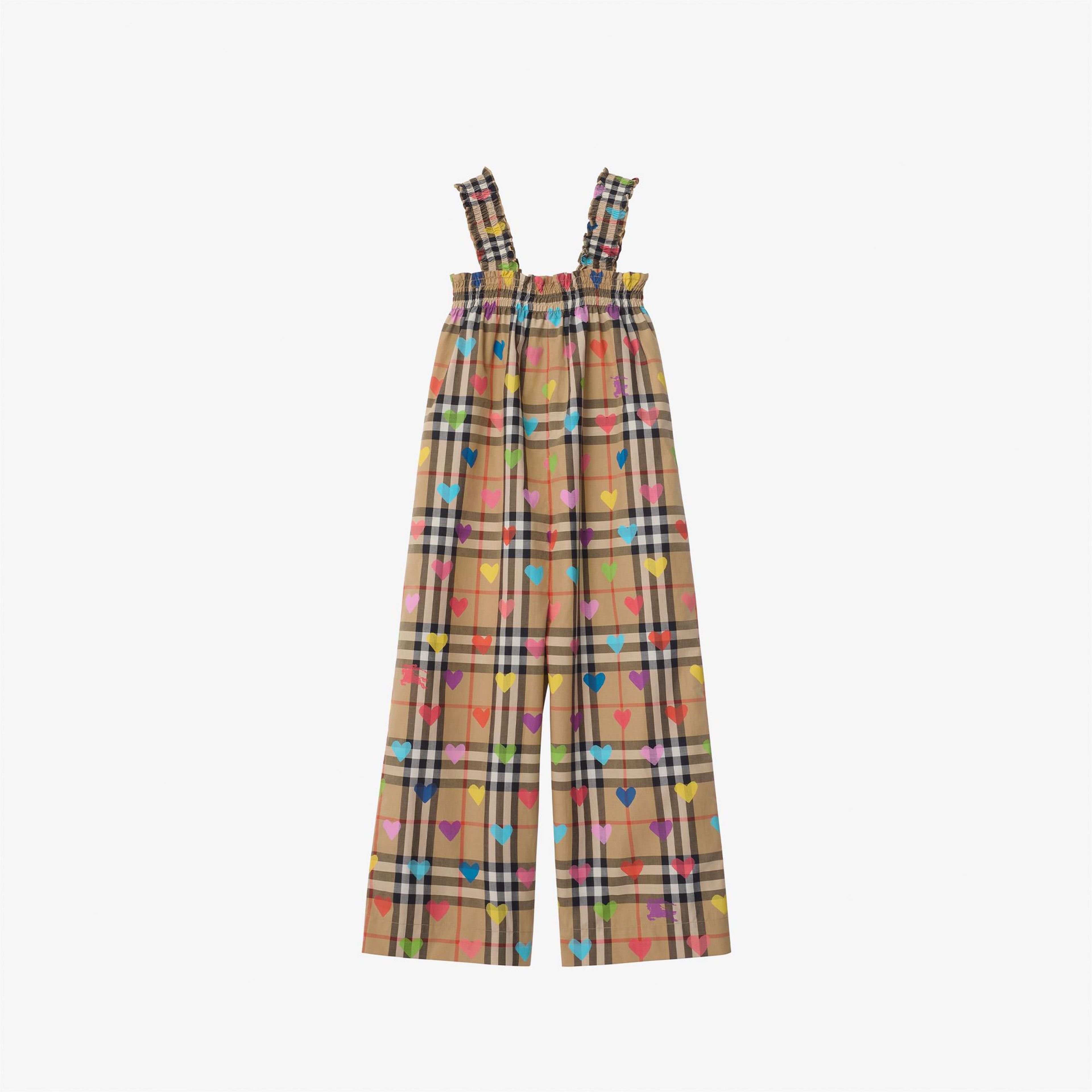 Burberry Heart Check Cotton Çocuk Bej Bebek Seti