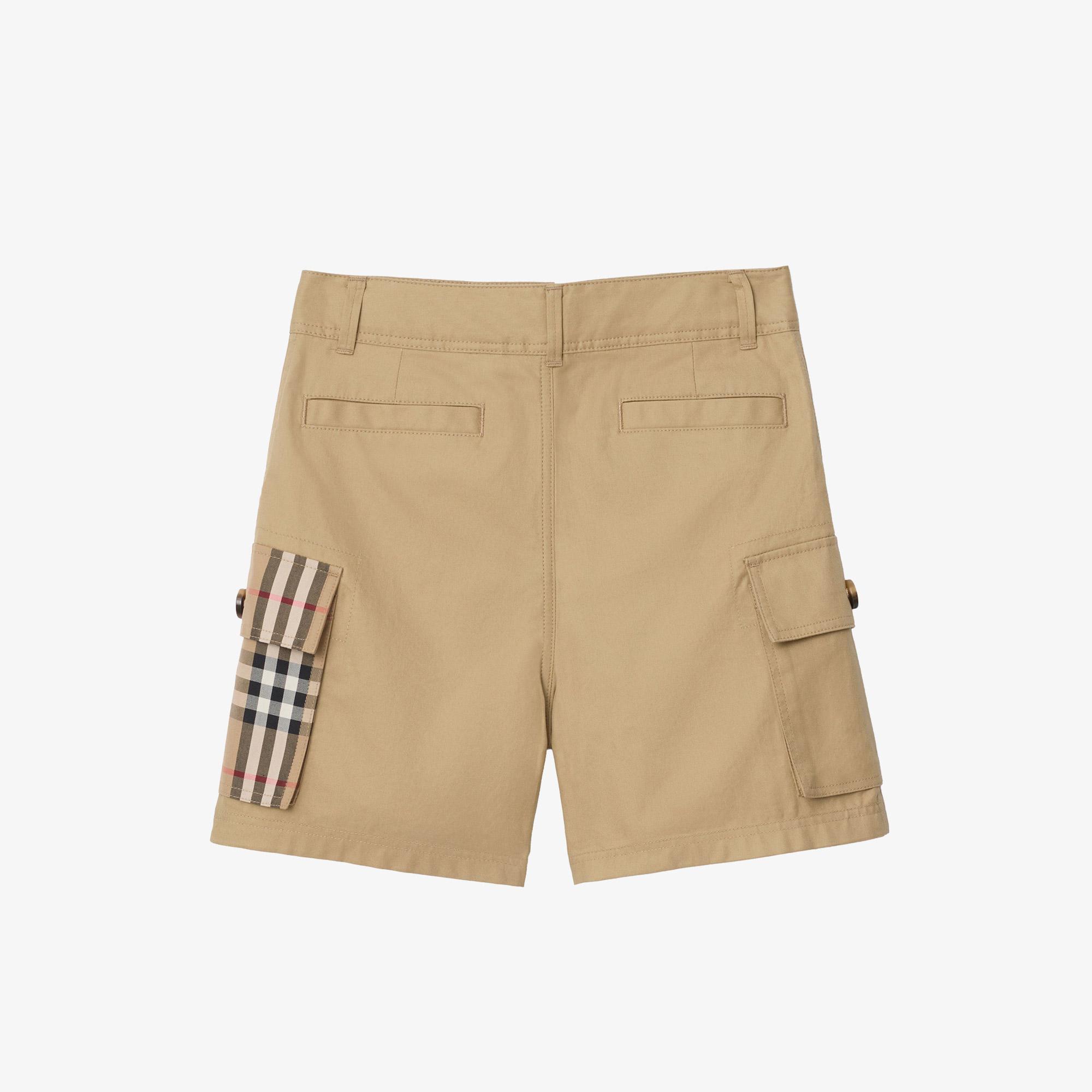 Burberry Check Trim Cotton Cargo Çocuk Bej Şort