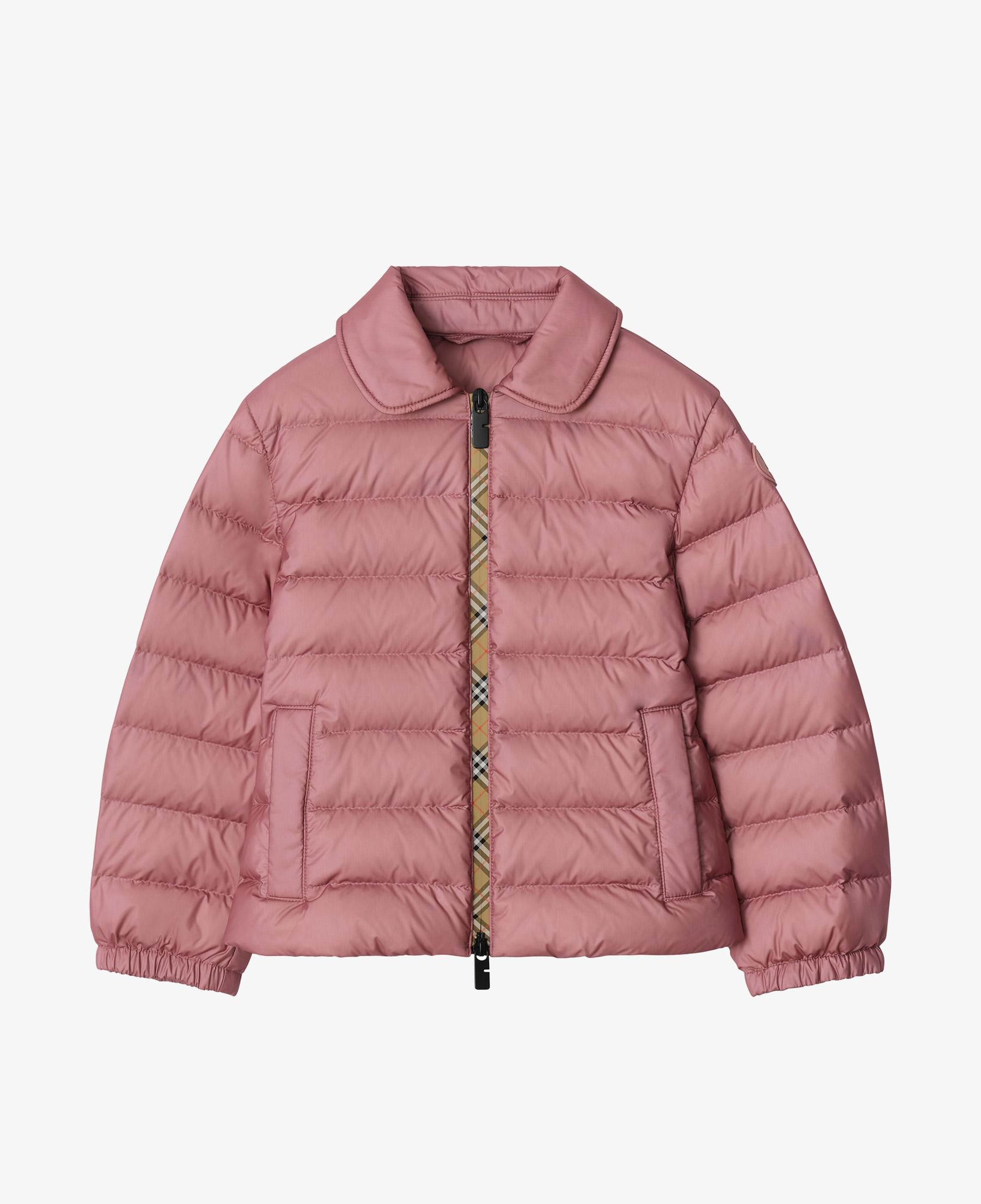 Burberry Checker-Tape Nylon Puffer Çocuk Pembe Mont