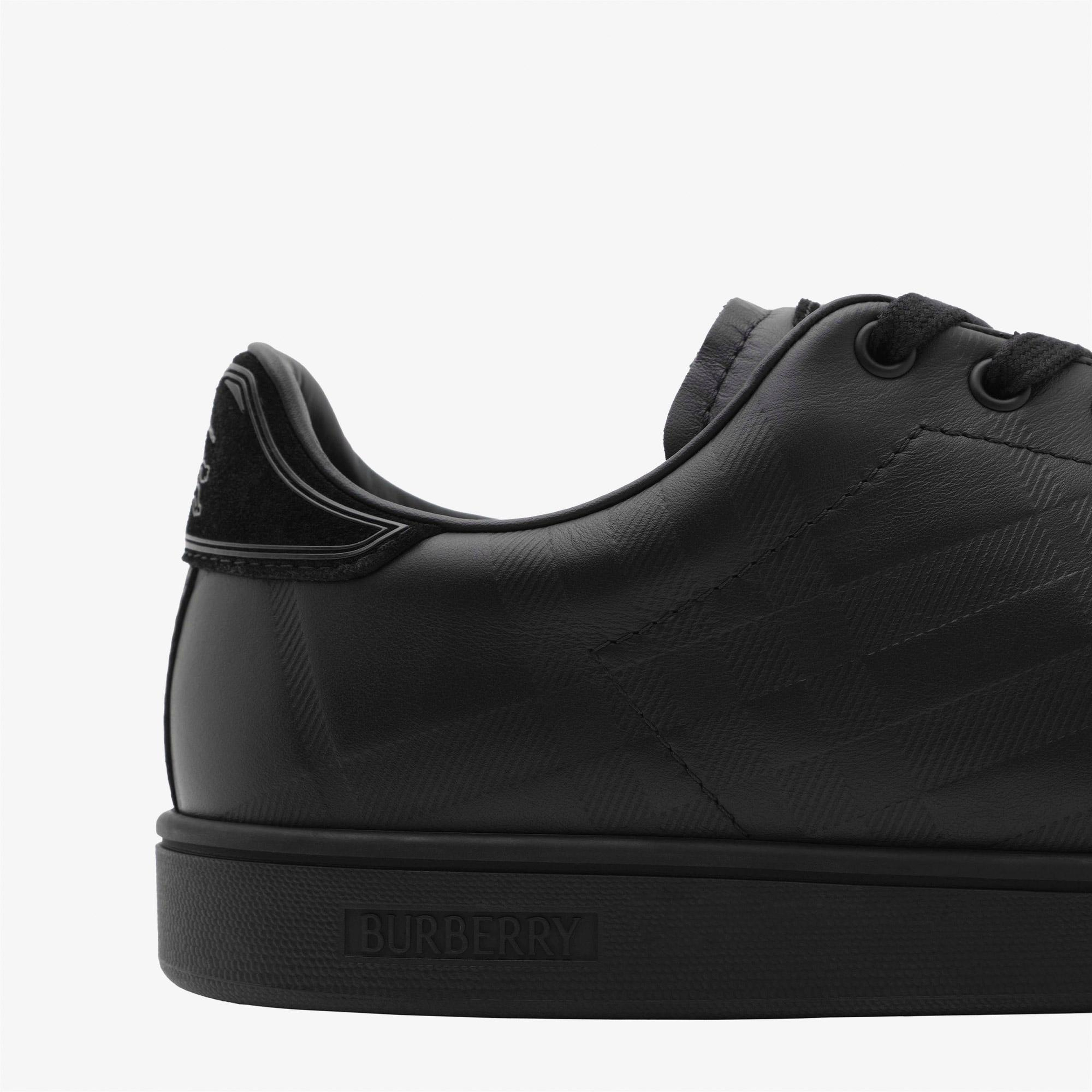 Burberry Embossed Check Leather Set Erkek Siyah Sneaker