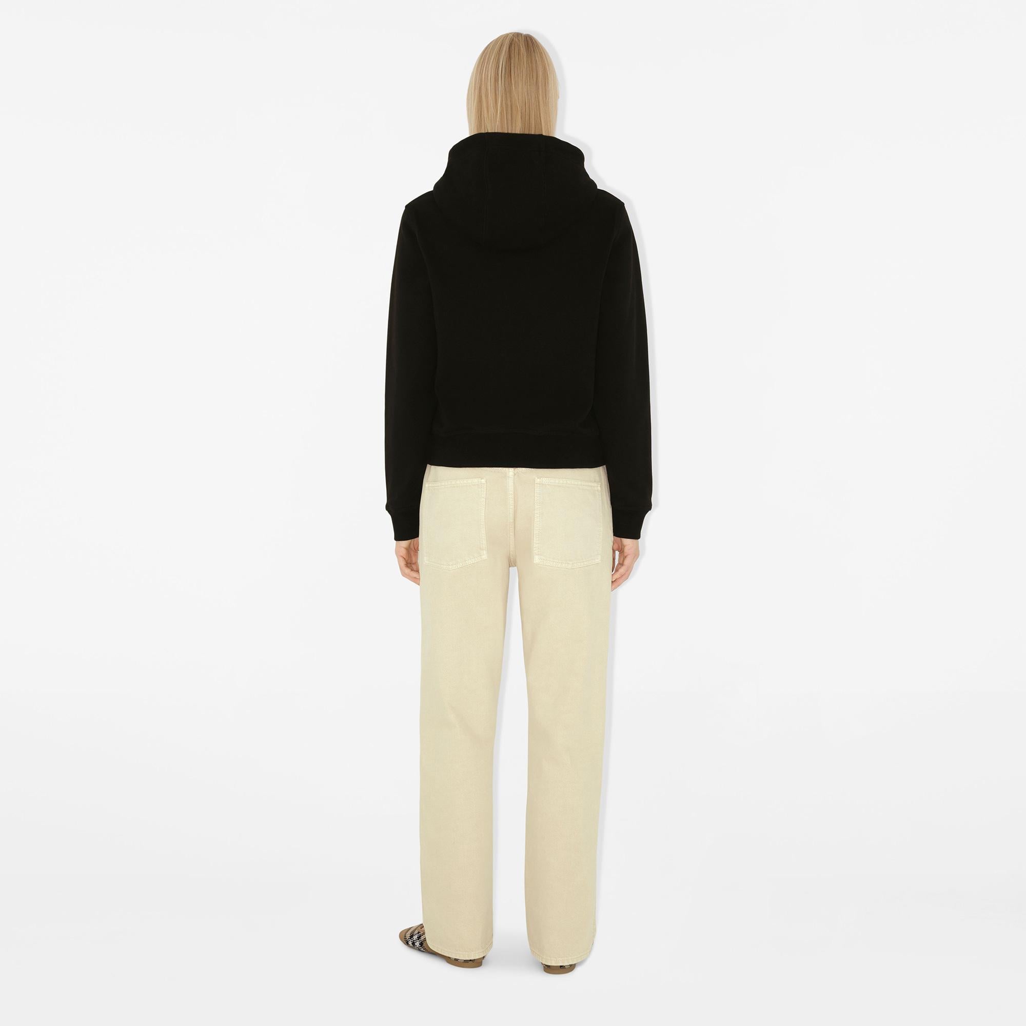 Burberry For Label Cotton Zip Kadın Siyah Hoodie