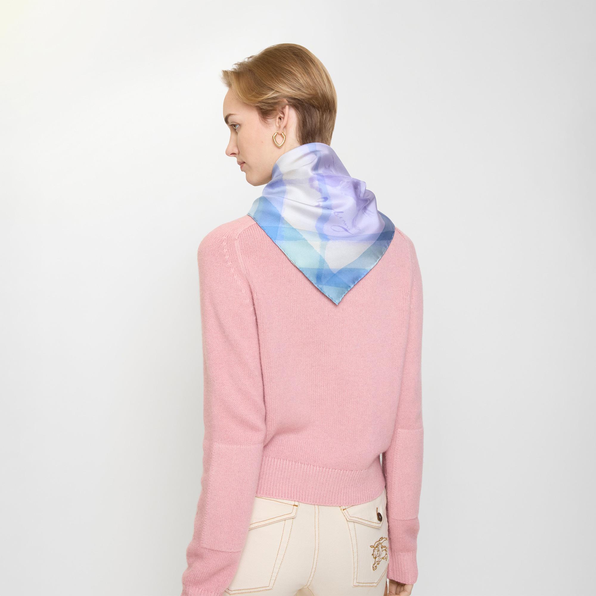 Burberry 90X90 Check Kadın Mor Eşarp