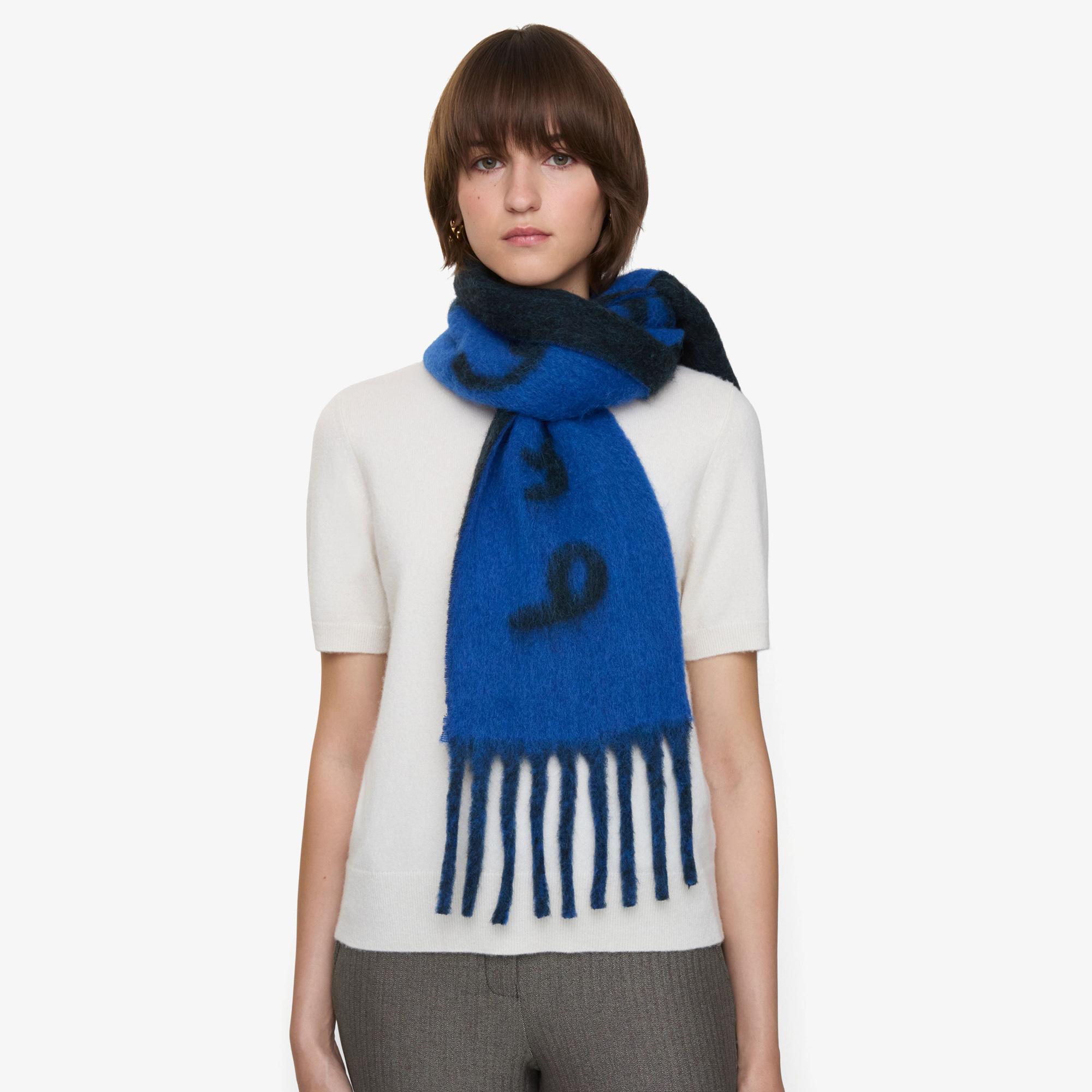 Burberry Text Jacquard Kadın Mavi Atkı