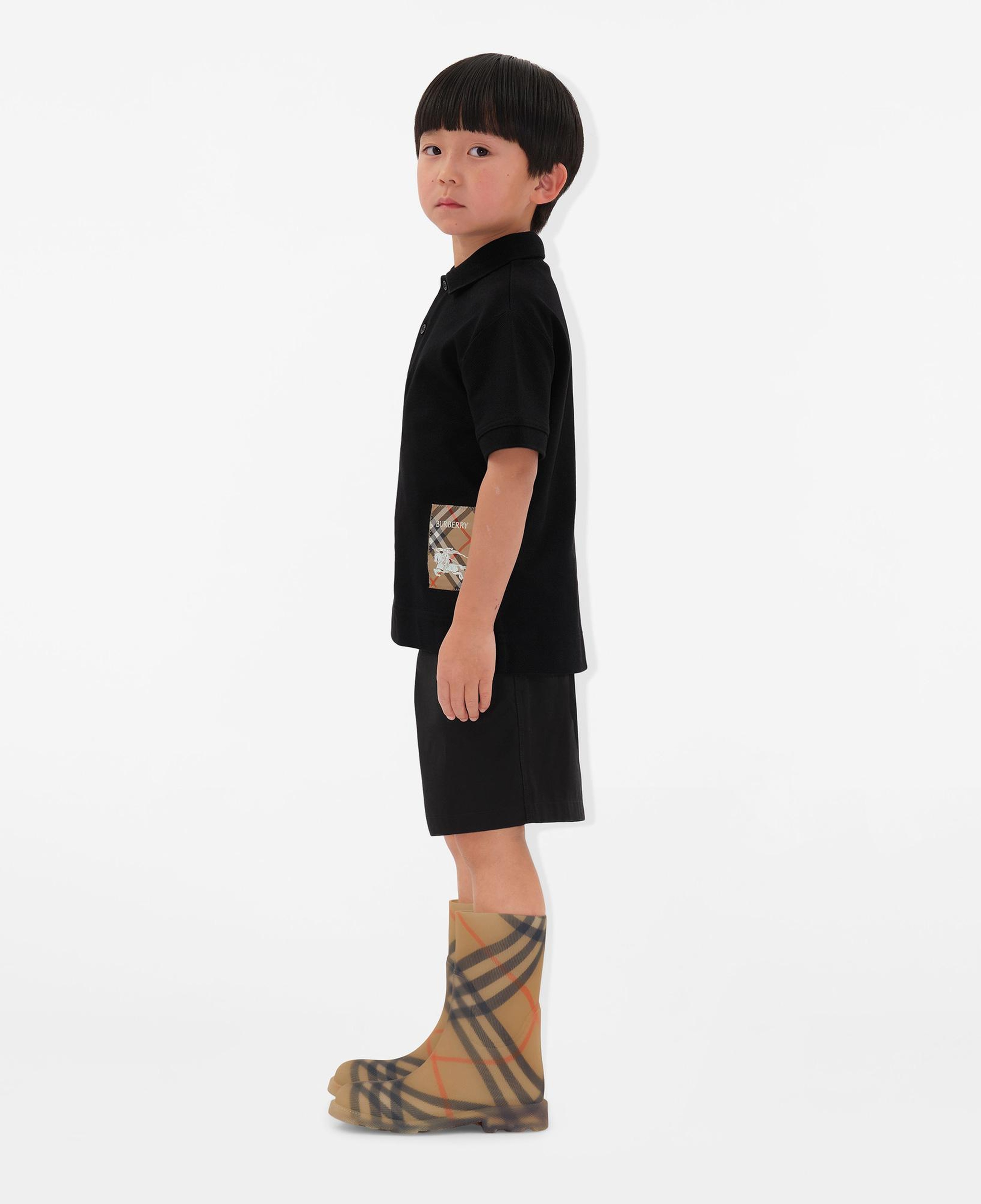 Burberry Johane Label Cotton Çocuk Siyah Polo