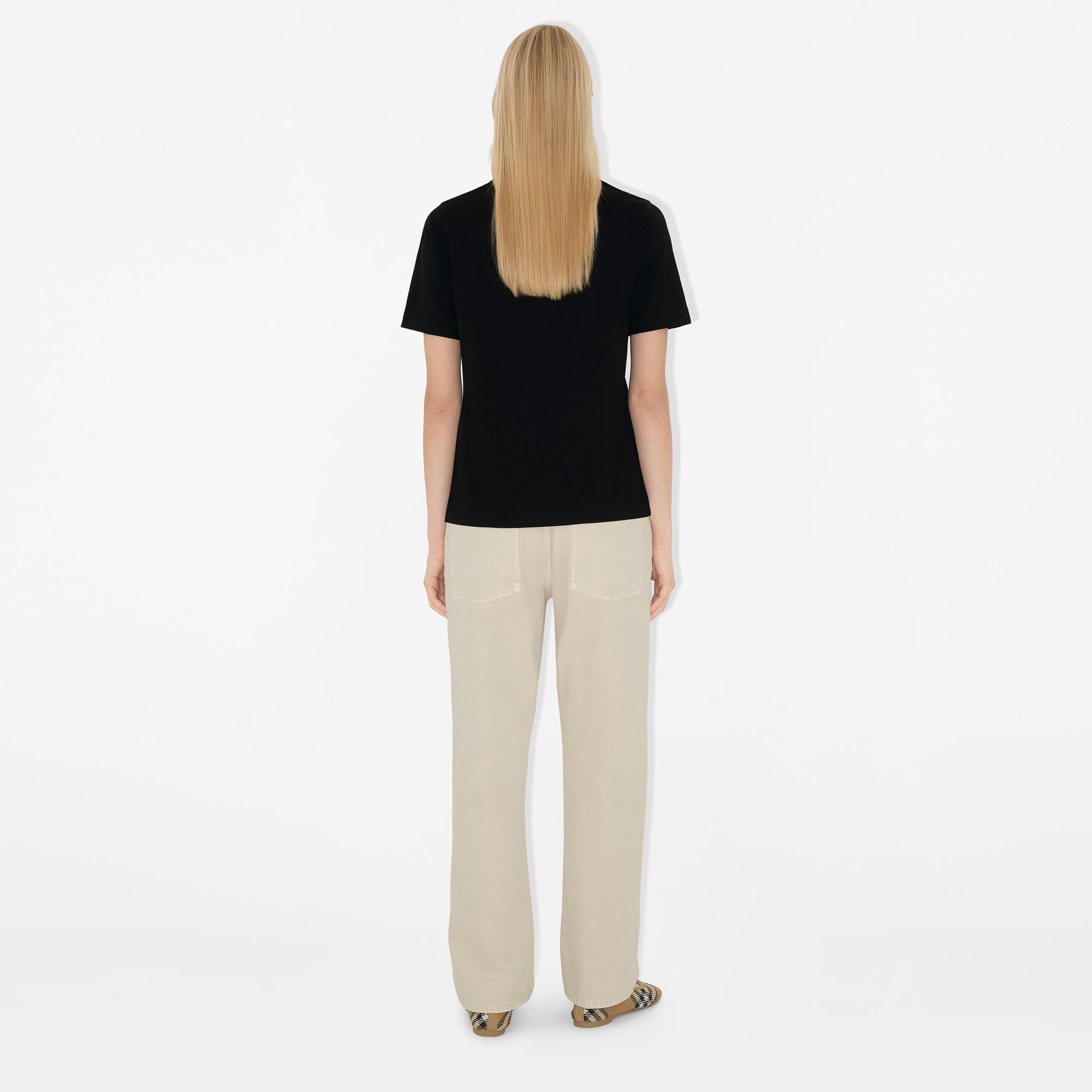 Burberry For Label Cotton Kadın Siyah T-Shirt