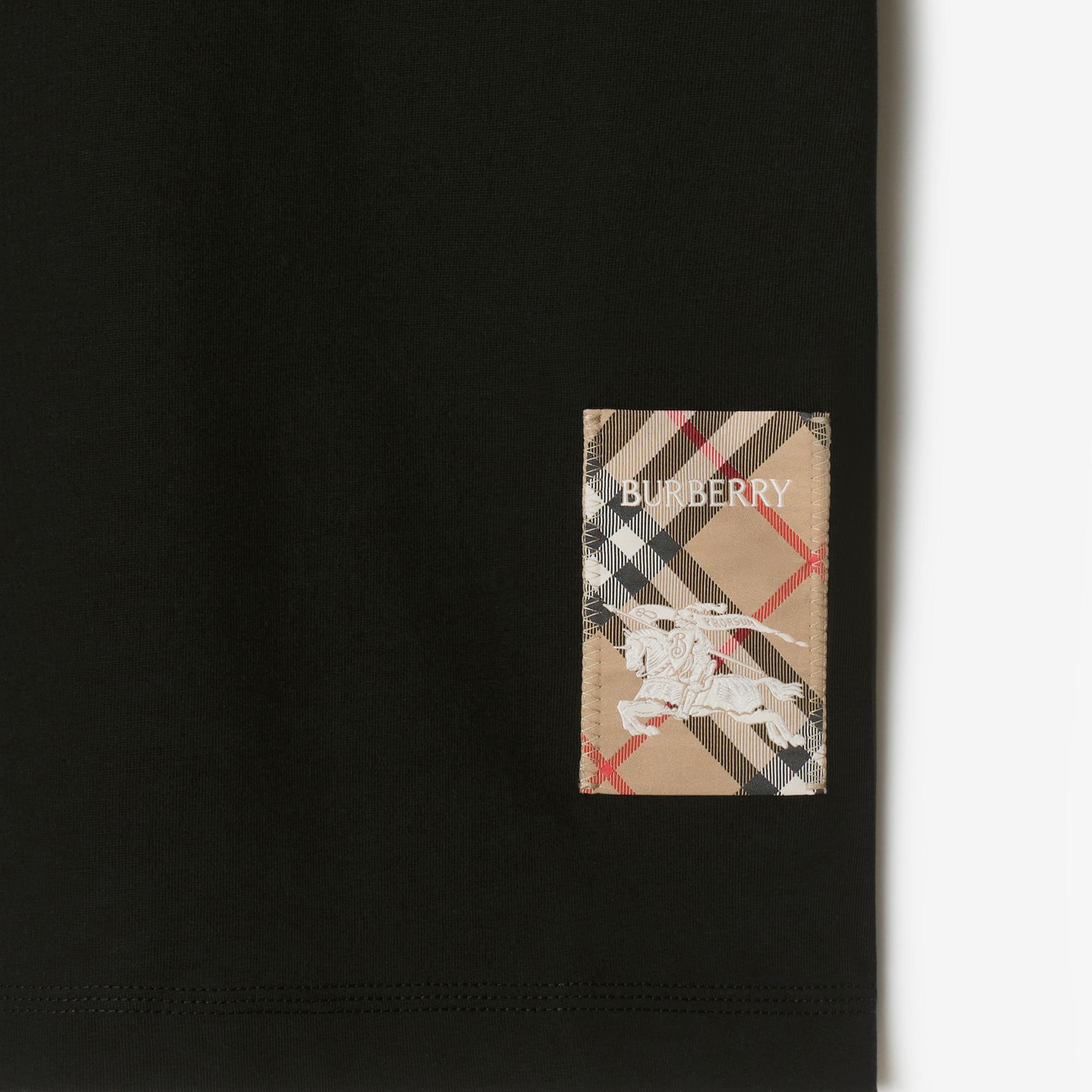 Burberry For Label Cotton Kadın Siyah T-Shirt