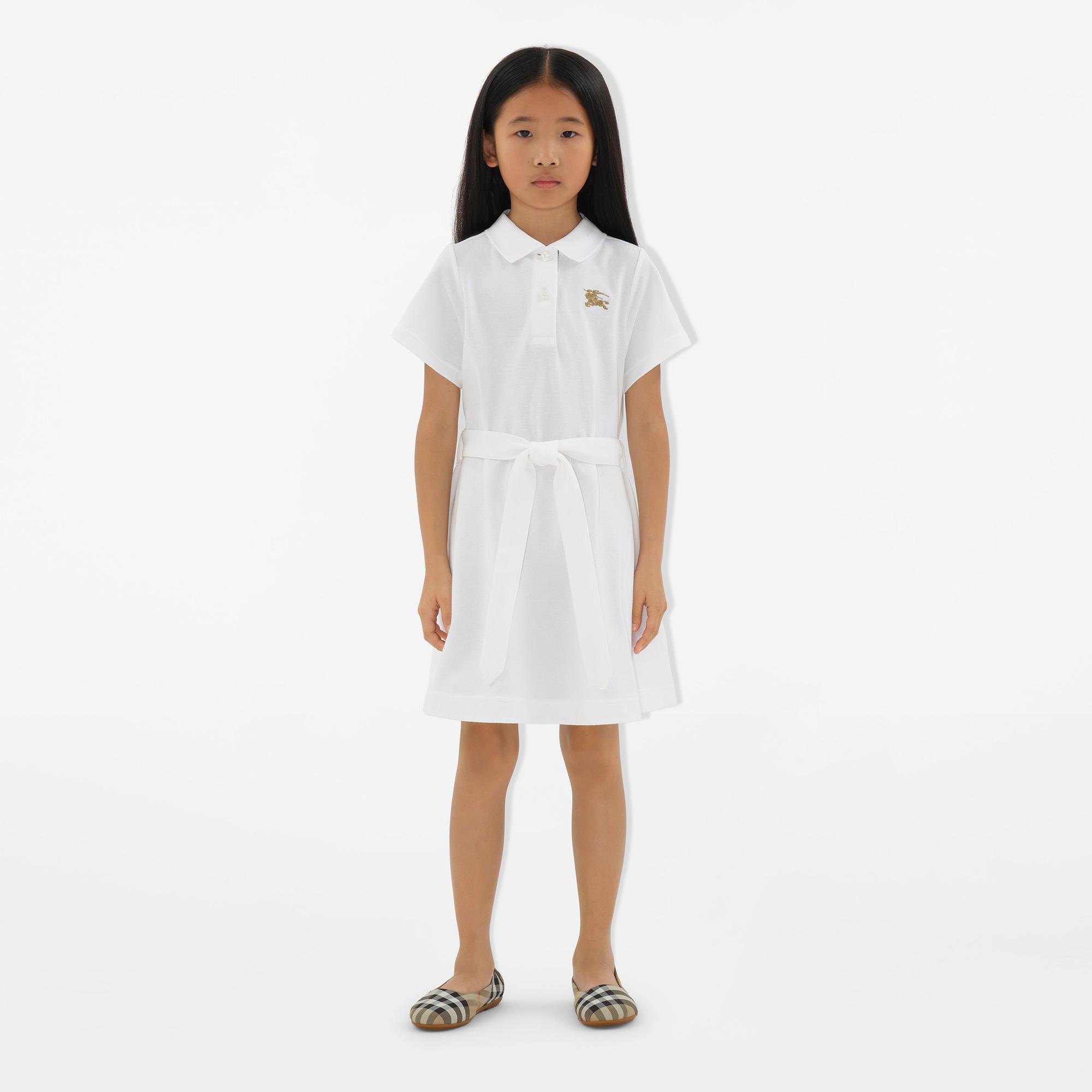 Burberry Astrid Cotton Çocuk Beyaz Elbise
