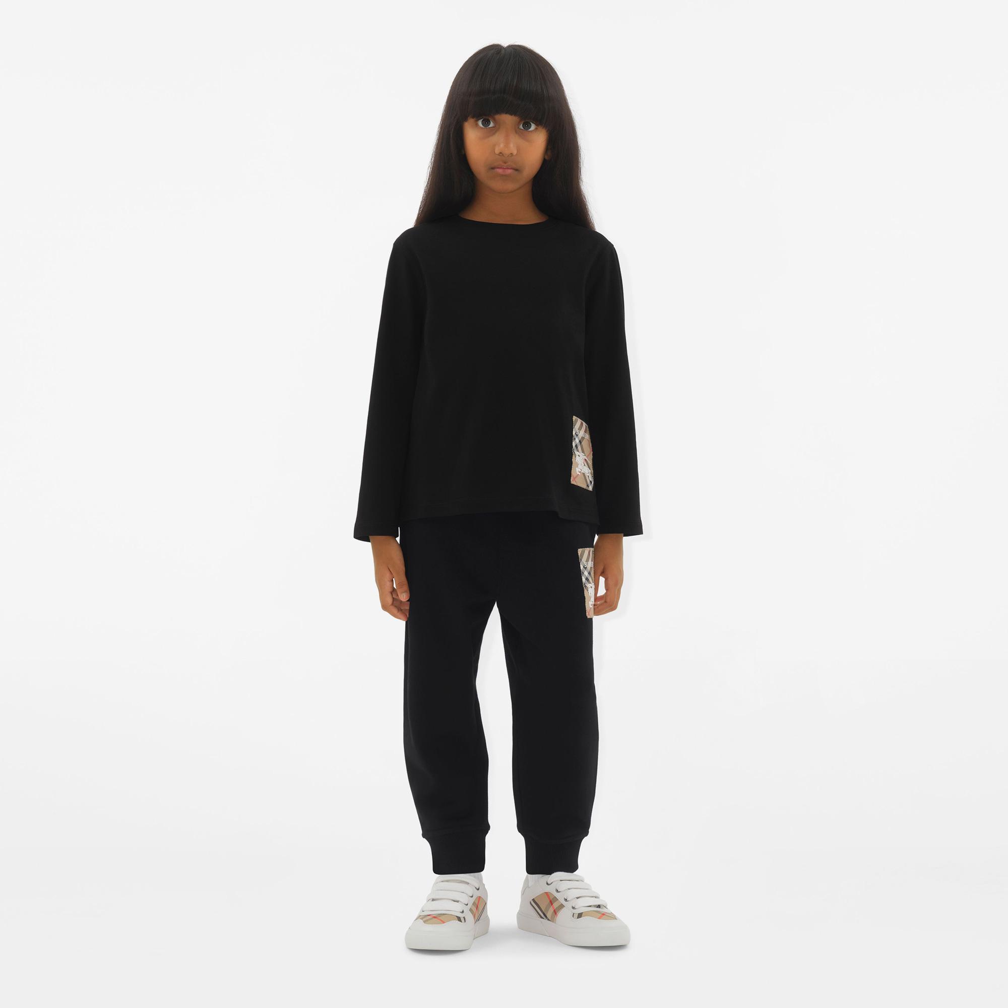 Burberry Kooper Label Cotton Top Çocuk Siyah T-Shirt