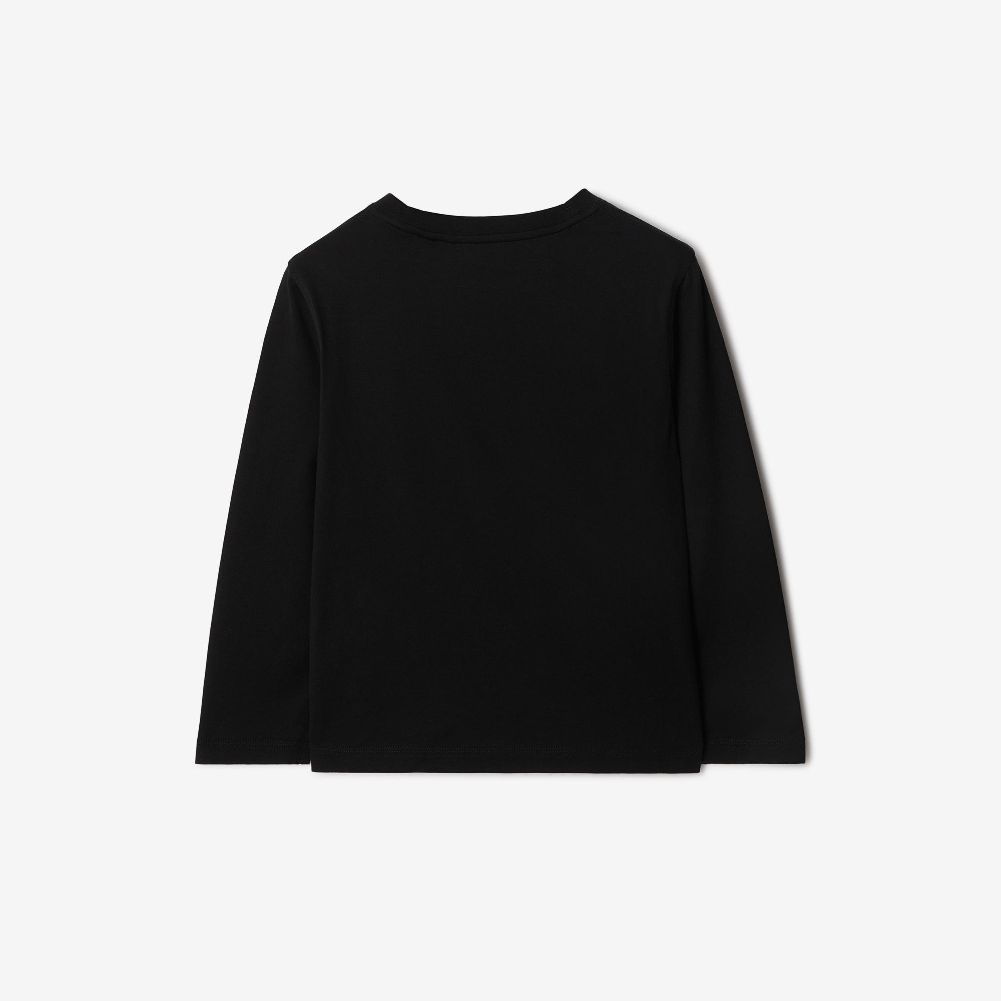 Burberry Kooper Label Cotton Top Çocuk Siyah T-Shirt