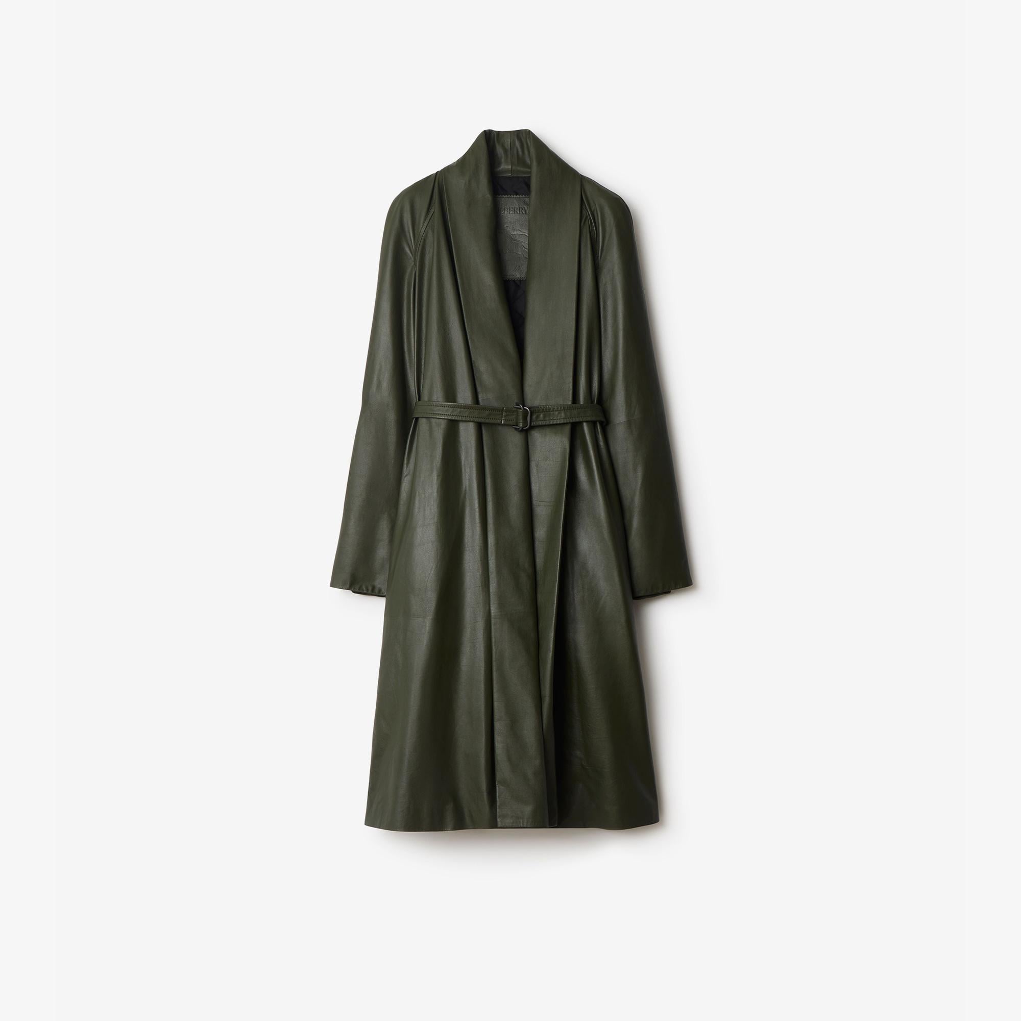 Burberry Leather Wrap Kadın Haki Palto